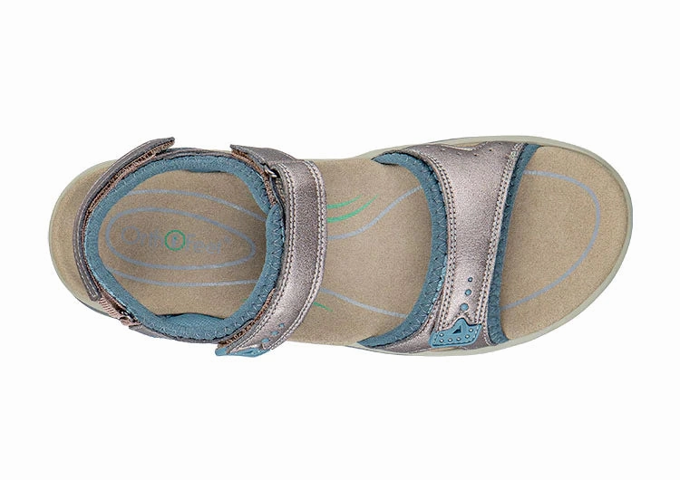 Orthofeet Women Malibu Two Way Strap - Pewter Cute Comfortable Walking Sandals