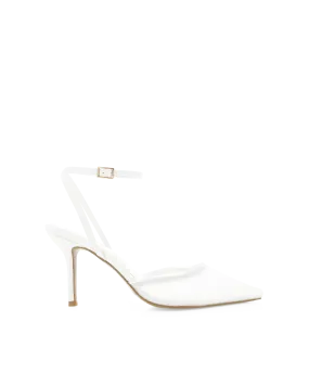 KETIFA - WHITE MESH Knee Low Heel Boots