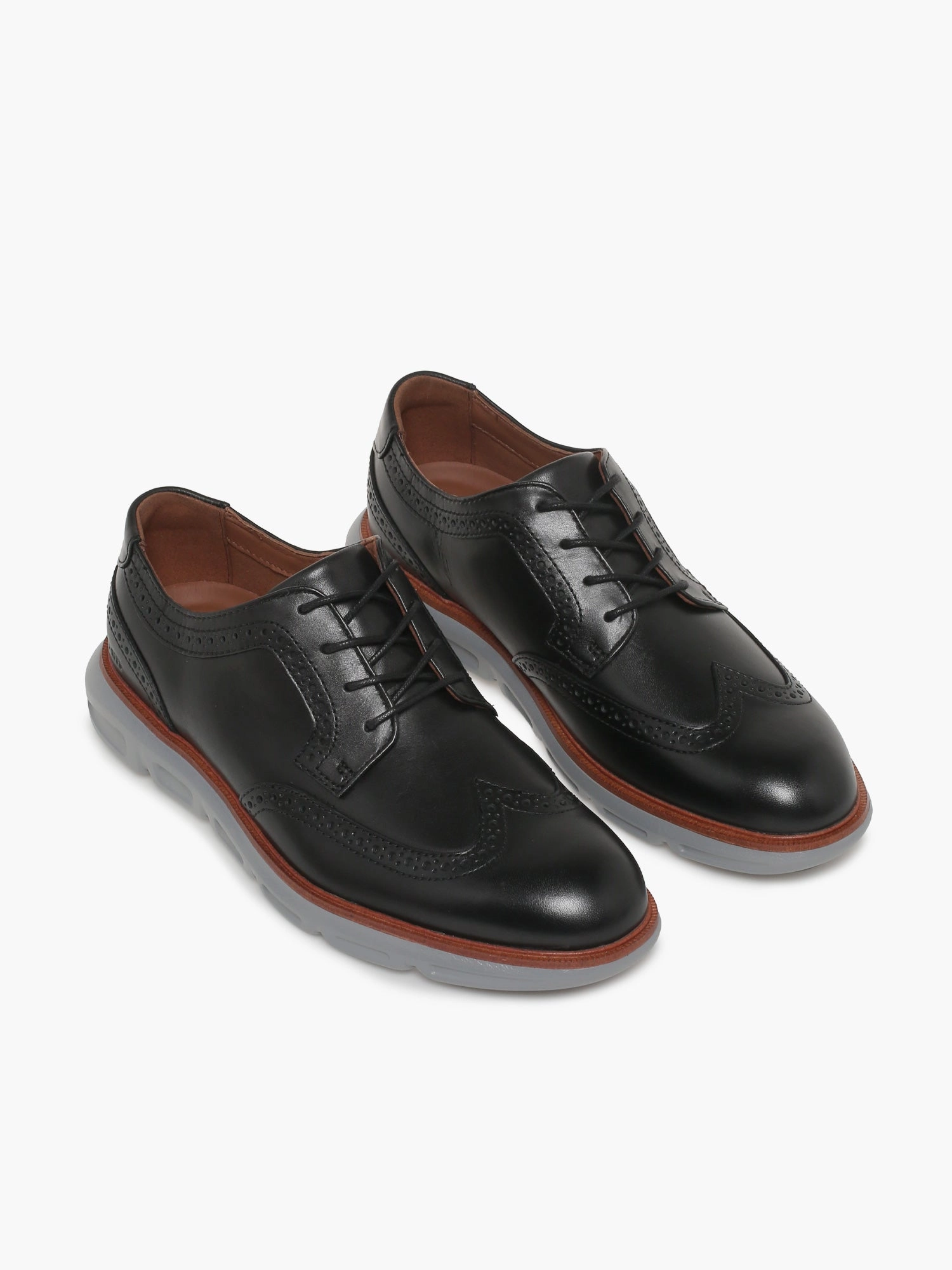 Larkin Wing Tip Black Leather 204169 Kevin Plain Toe Oxfords