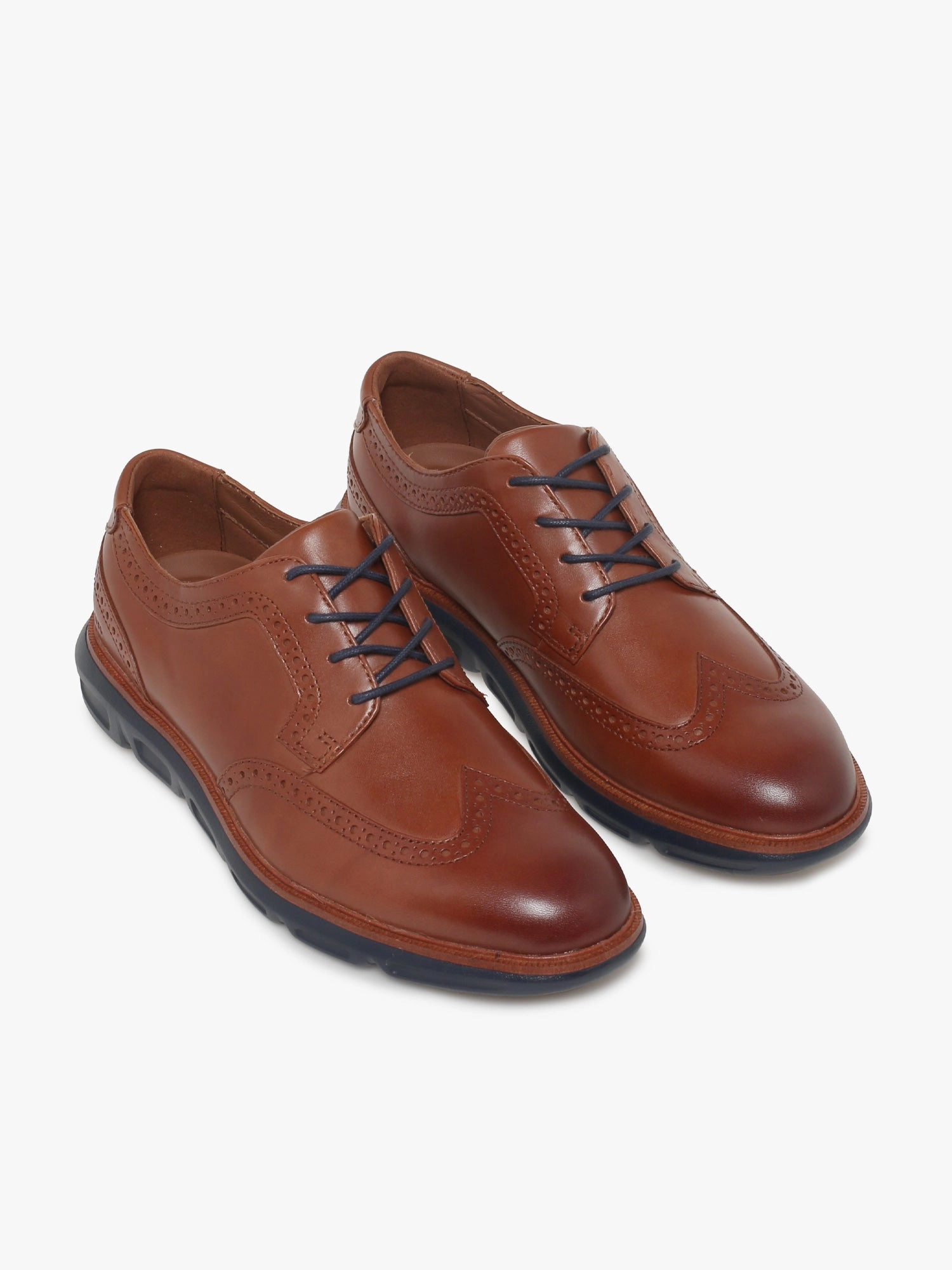 Larkin Wing Tip Tan Leather 204168 Zerogrand Remastered Plain Toe Oxford