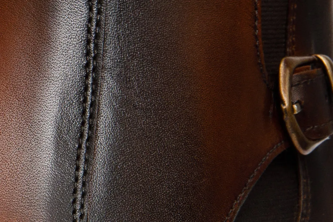 The Royal Hand Craft Tan Leather Double-Buckle Chelsea Men Boot Chelsea Boots Plantar Fasciitis