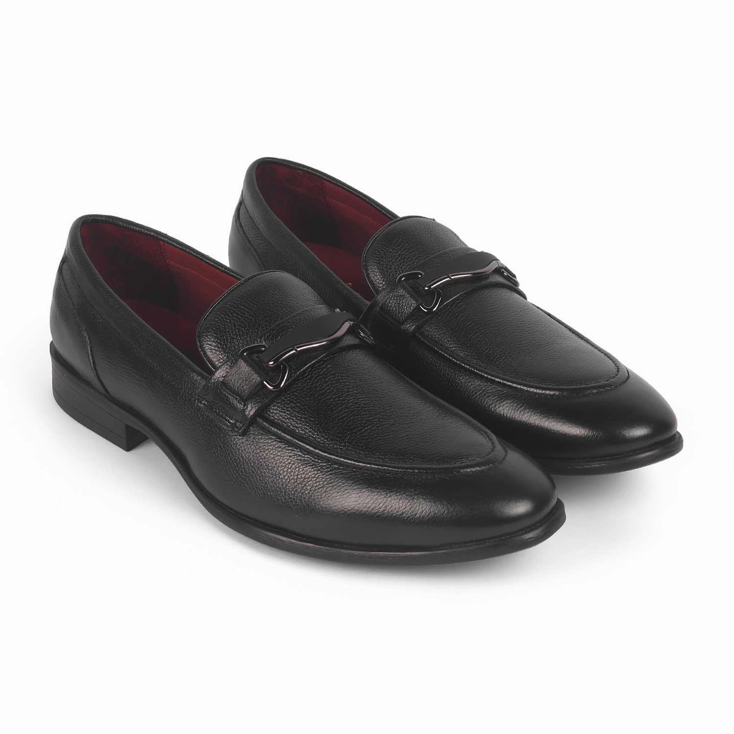 Tresmode Morko Black Men's Leather Loafers Toe Loafers