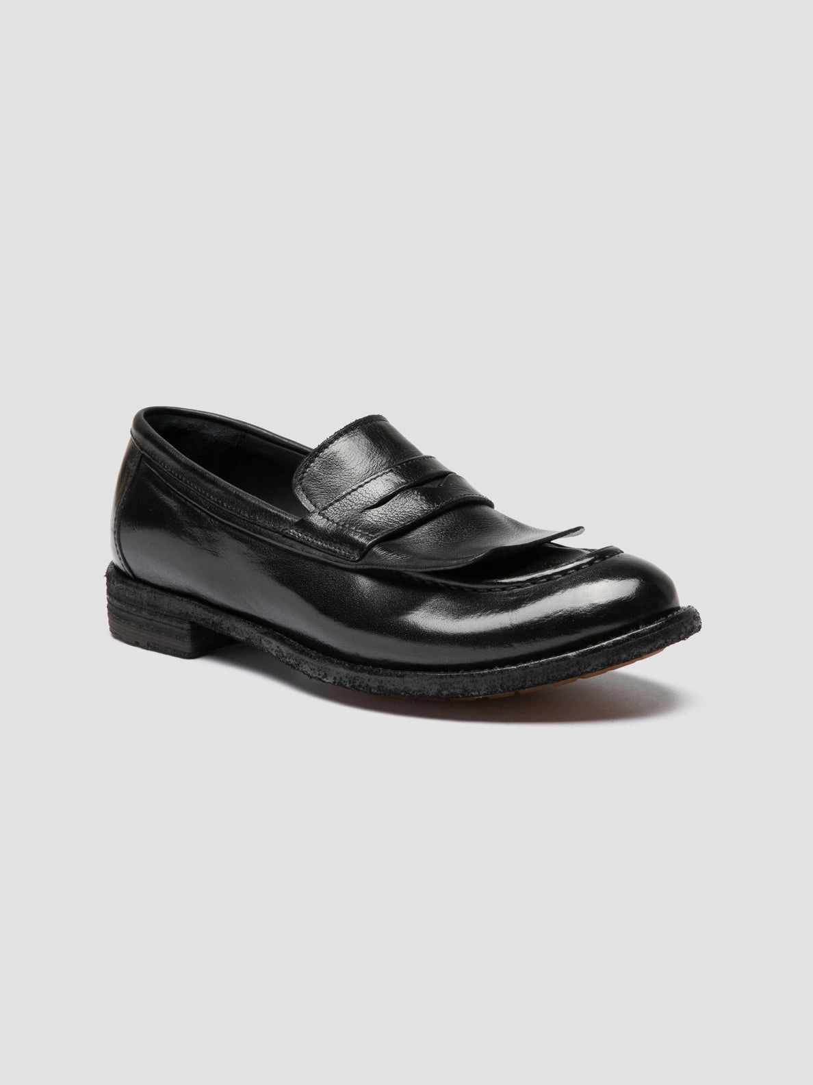 Loafers Embroidered LEXIKON 158 - Black Leather Penny Loafers