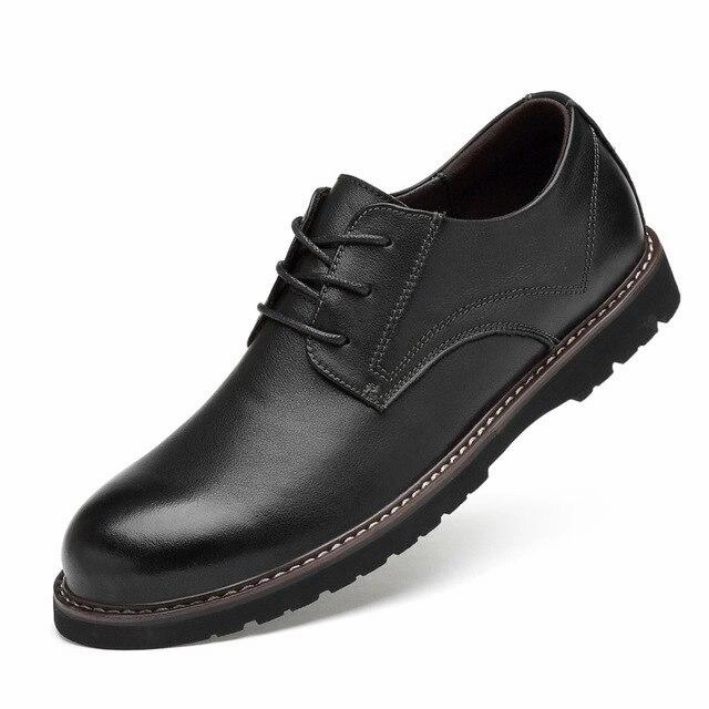 West Louis Business Men's Breathable Flat Oxford Shoes Leather Lace Up Oxfords