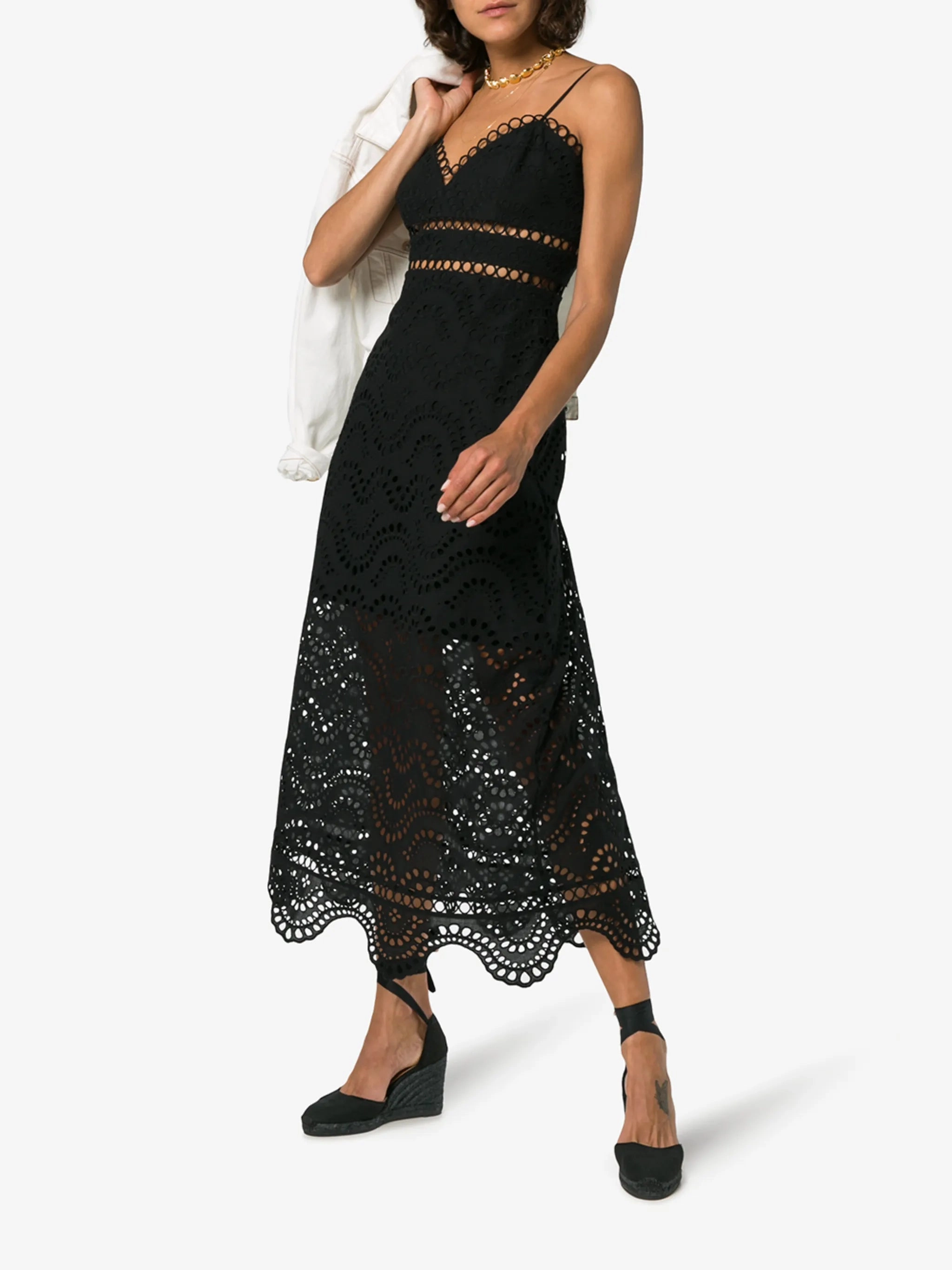 Espadrilles Open Back black carina 80 canvas wedge espadrilles