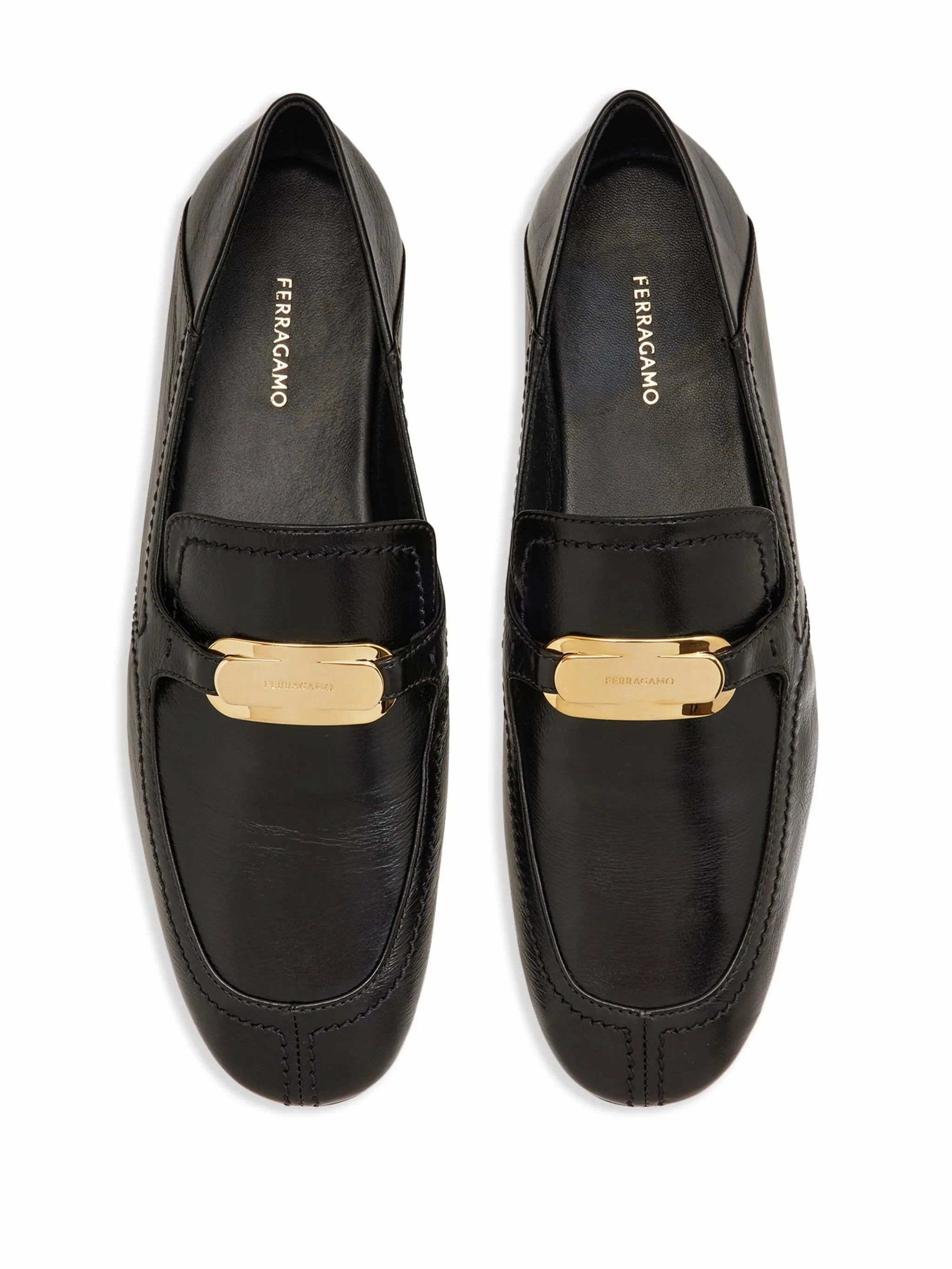 logo-plaque leather loafers