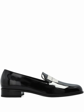 Dress Loafers Suede logo-plaque patent leather loafers