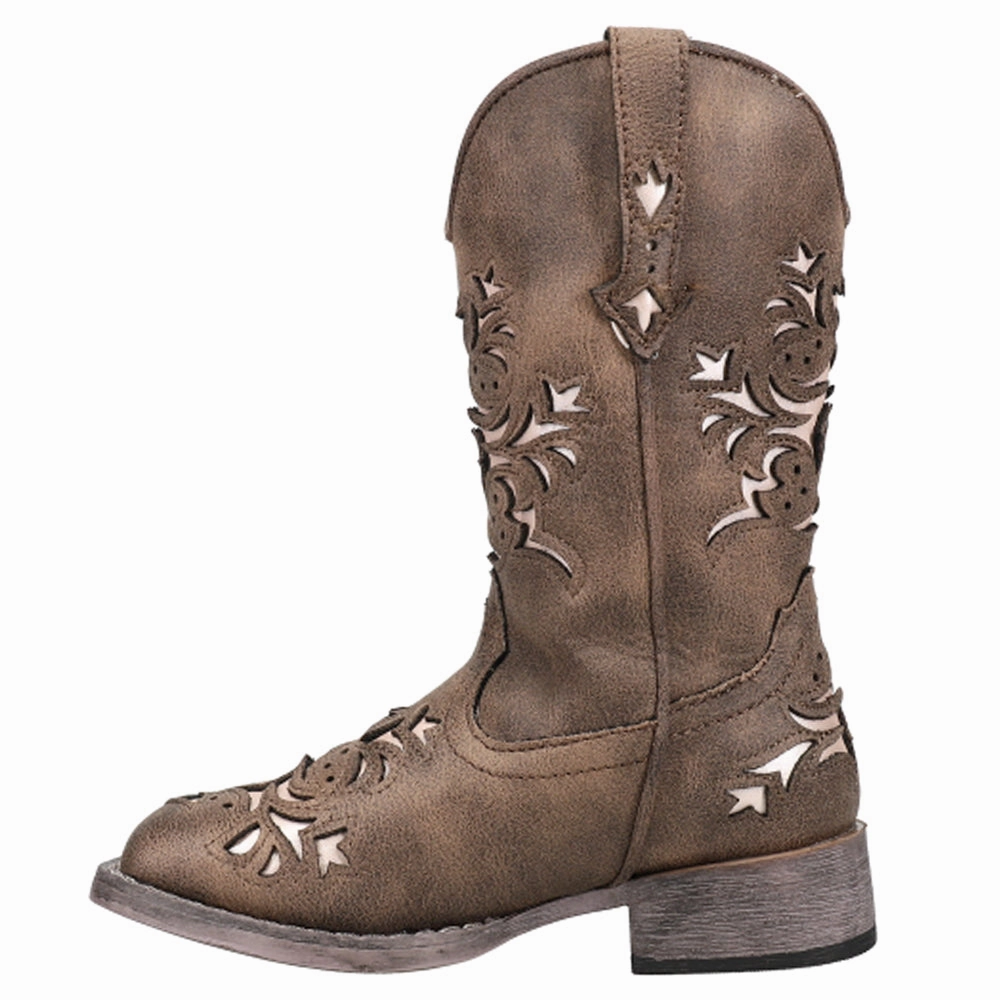 Lola Metallic Square Toe Cowboy Boots (Little Kid-Big Kid) See Kai Run Boots