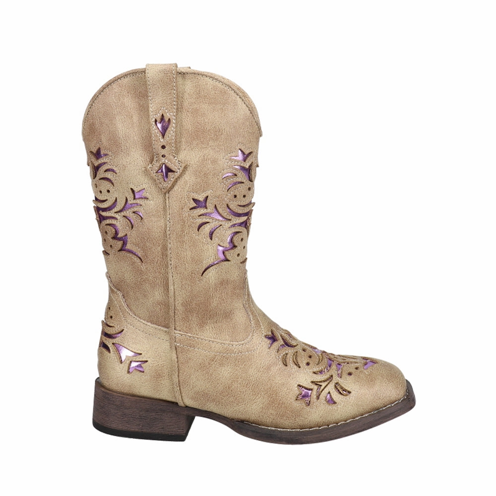 Kamik Rubber Boots Lola Metallic Square Toe Cowboy Boots (Little Kid)