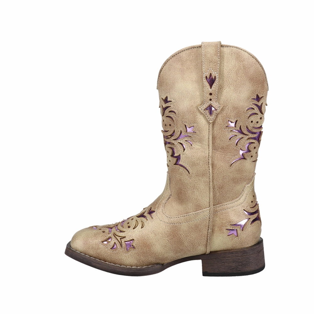 Lola Metallic Square Toe Cowboy Boots (Little Kid) Electrical Hazard Boots