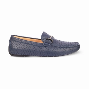 Tresmode Sofi Blue Men's Leather Driving Loafers Alerai Loafers