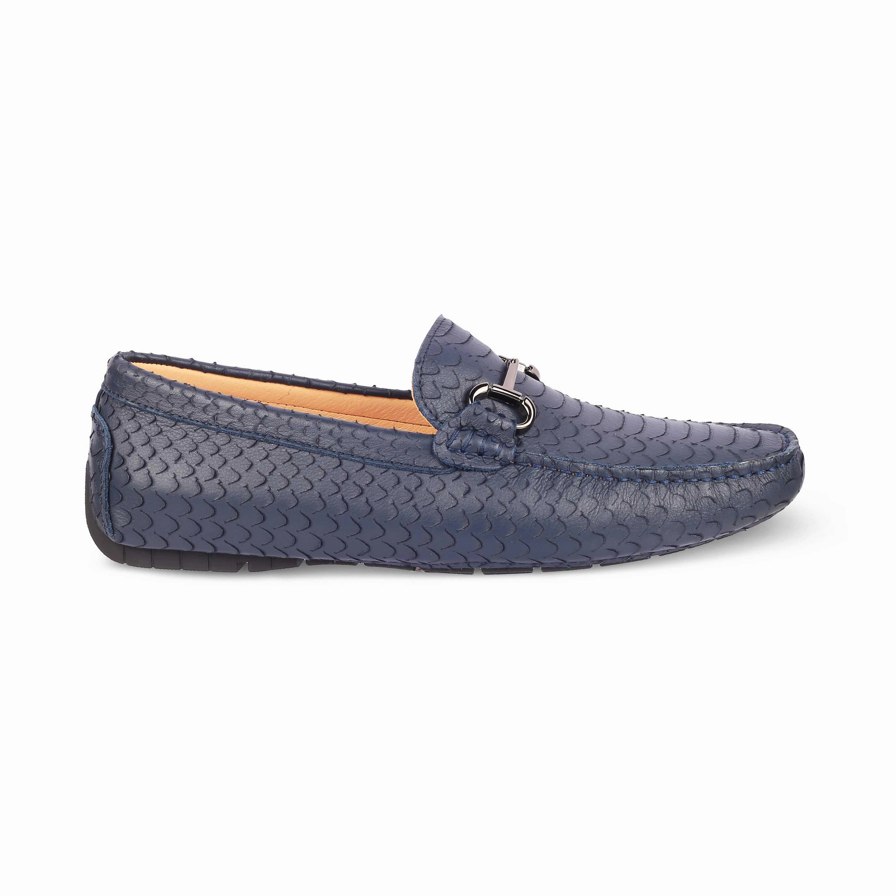 Tresmode Sofi Blue Men's Leather Driving Loafers Edmond Allen Loafers