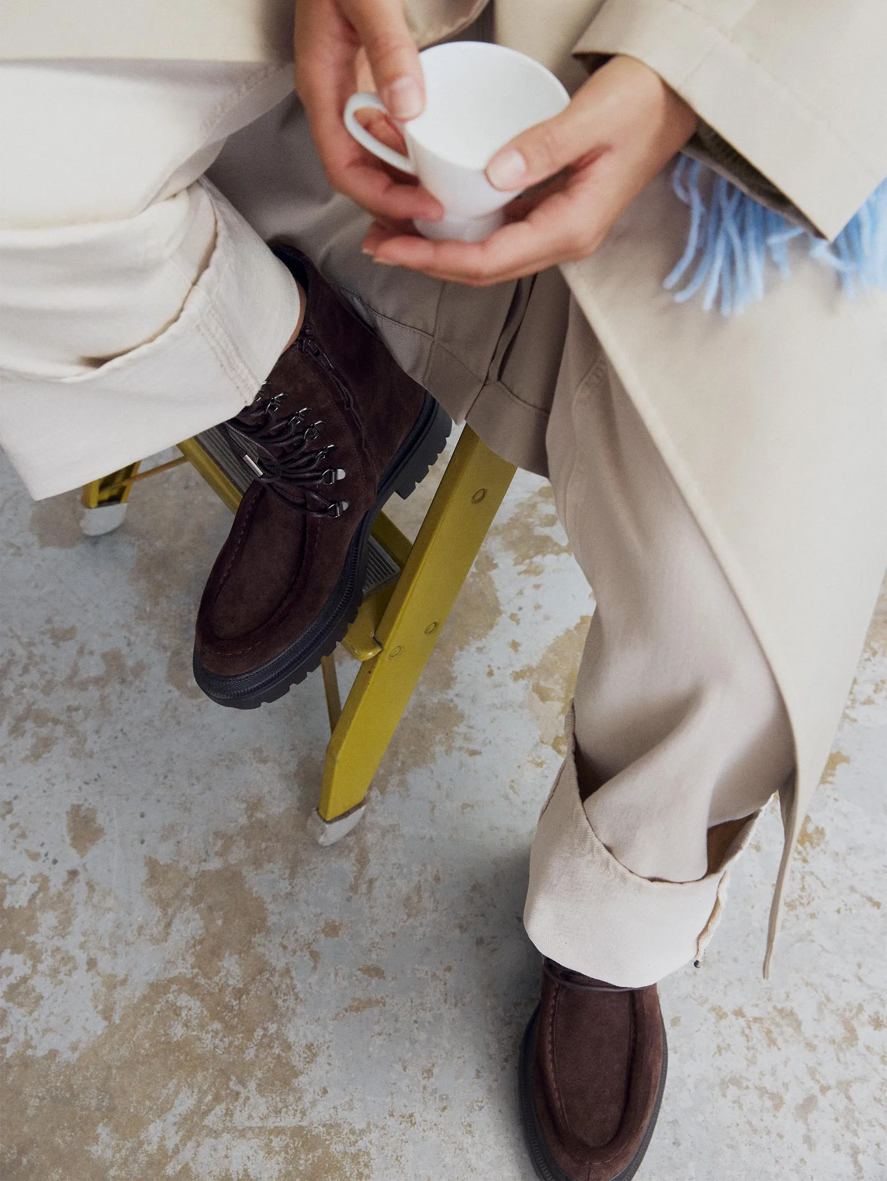 Studded Combat Boot Lorena Brown Suede Unlined Boot