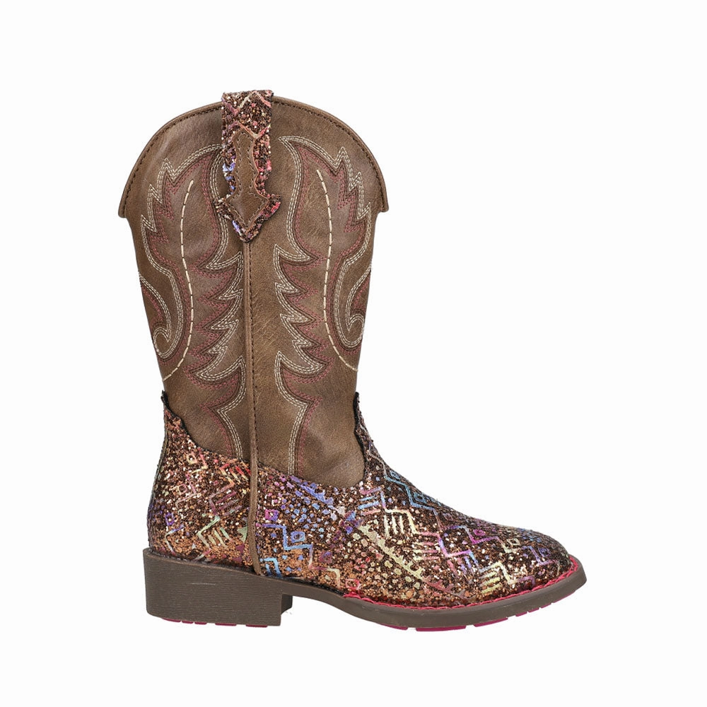 Aztec Glitter Square Toe Cowboy Boots (Little Kid) Tree Climbing Boots With Spikes