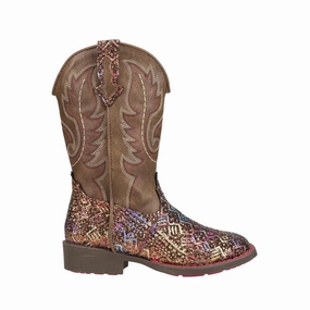 Trek Boots Aztec Glitter Square Toe Cowboy Boots (Little Kid)