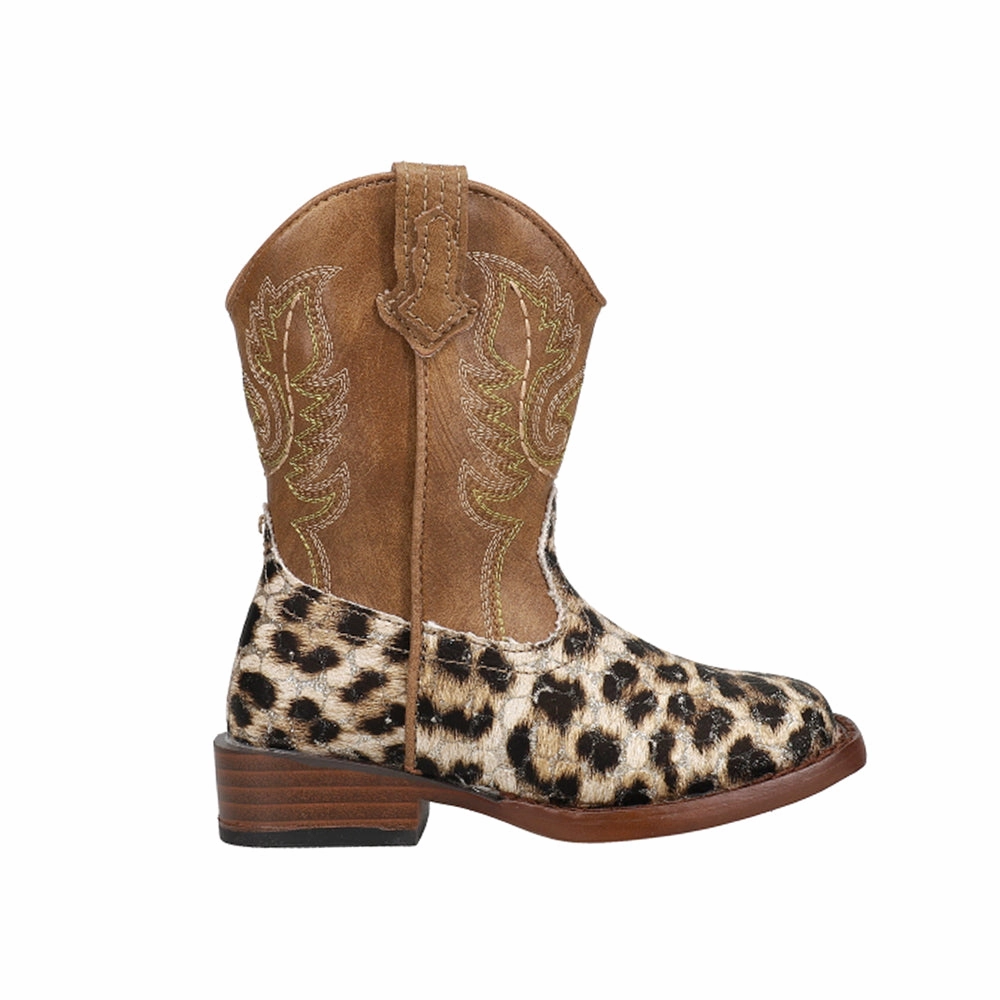 Glitter Leopard Square Toe Cowboy Boots (Little Kid-Big Kid) Puncture Resistant Boots