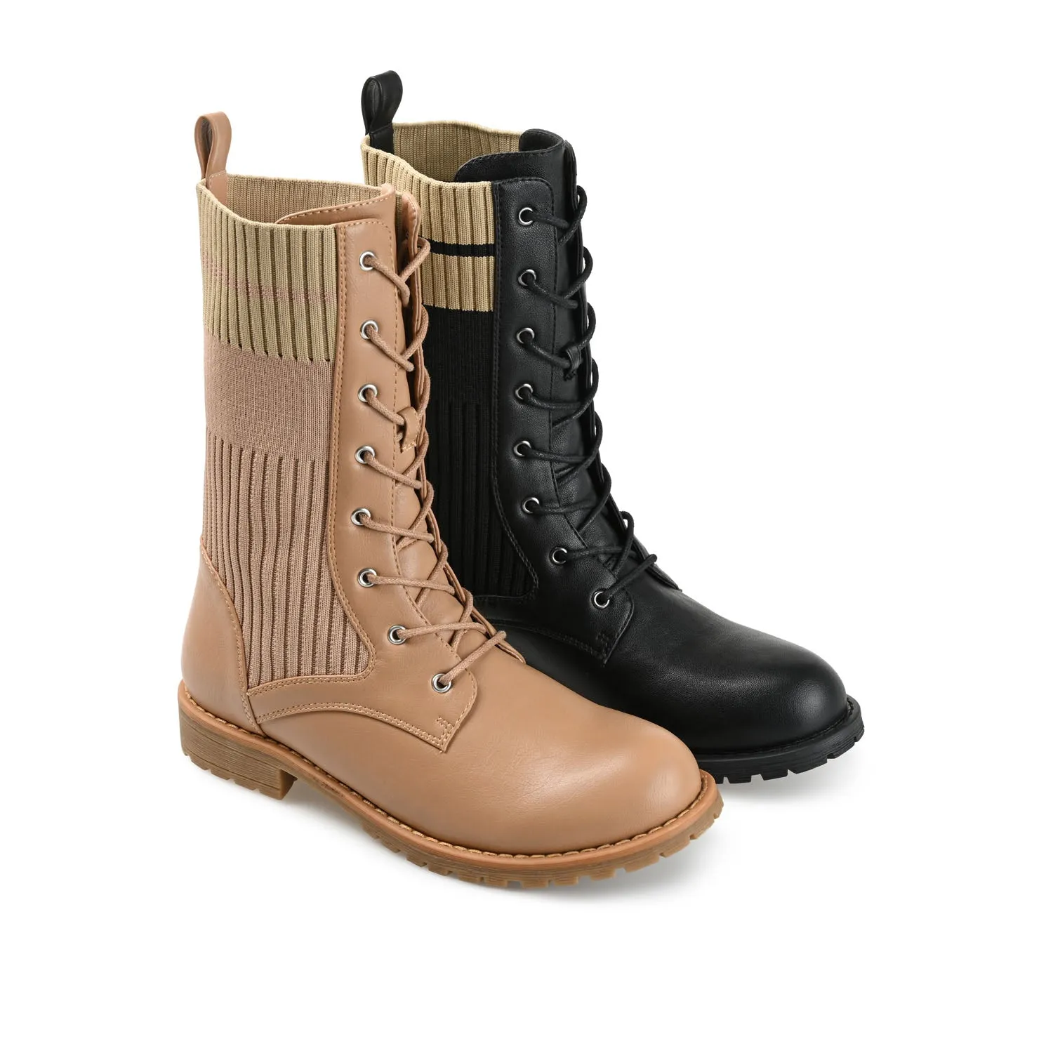 Combat Boot Heels MELEI LACE UP BOOTS IN VEGAN LEATHER