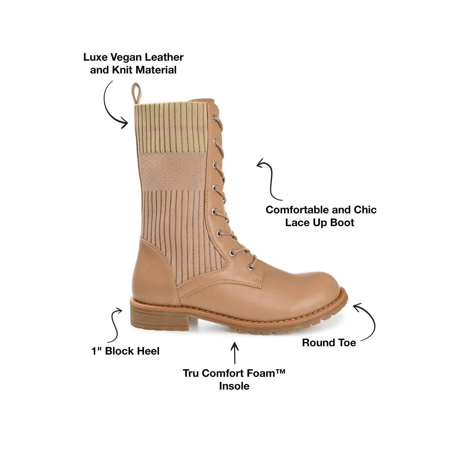 Zodiac Combat Boots MELEI LACE UP BOOTS IN VEGAN LEATHER