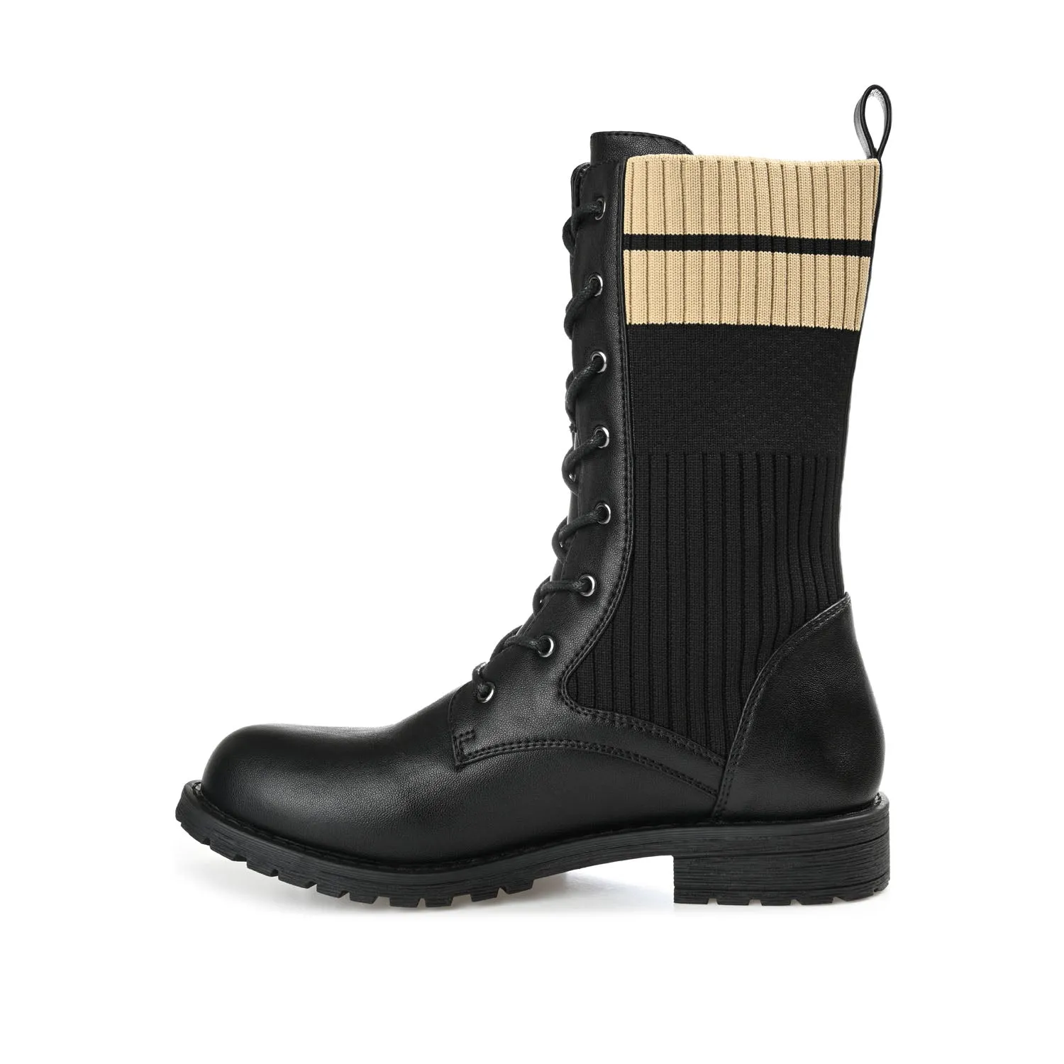 MELEI LACE UP BOOTS IN VEGAN LEATHER Combat Boots With Color At The Bottom