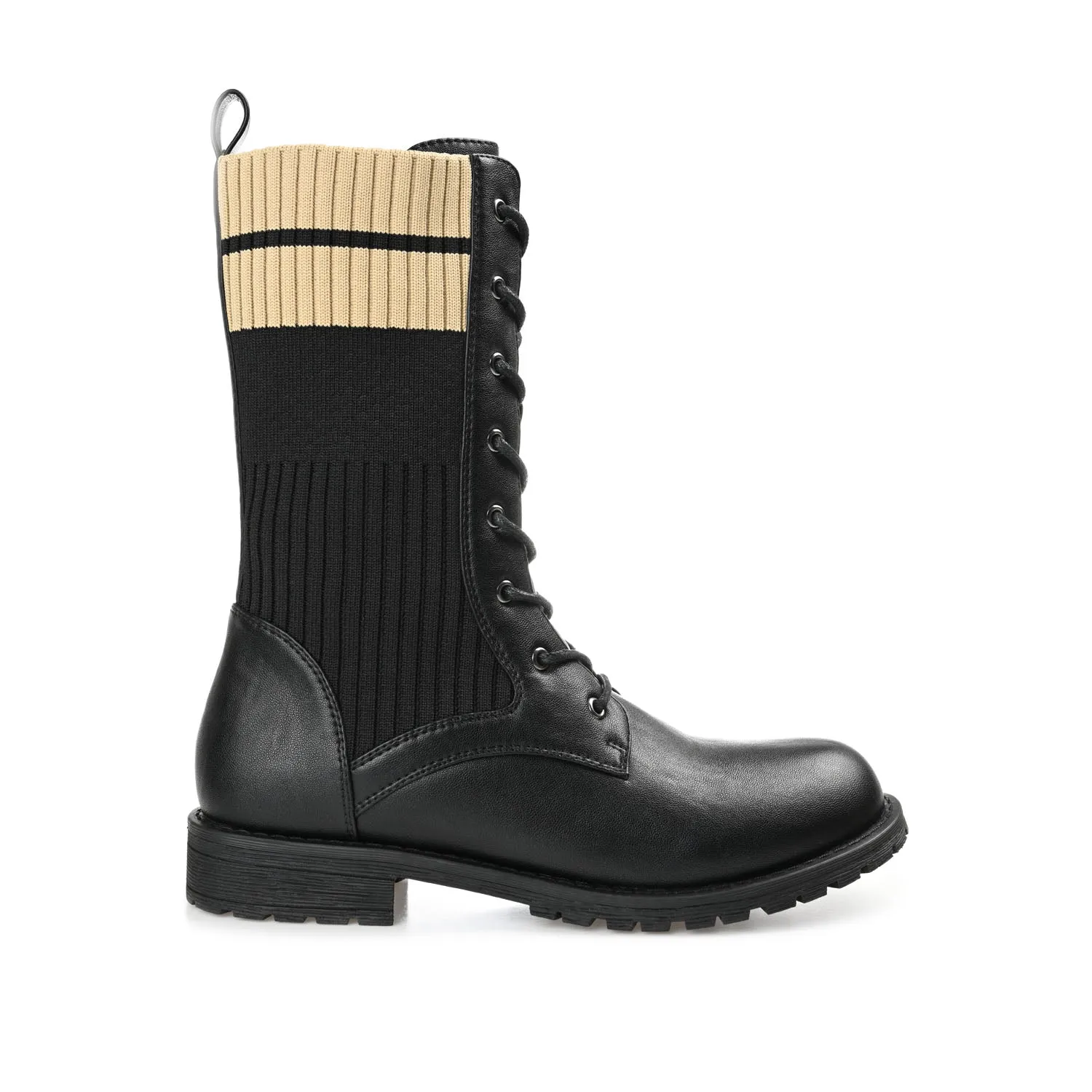 MELEI LACE UP BOOTS IN VEGAN LEATHER High Rise Combat Boots