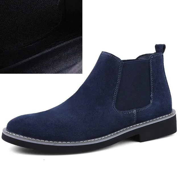 The Chelsea Boot Men Chelsea Boots Slip On Suede High Top Classic Mens Shoes Genuine Leather Chukka Ankle Boots Fashion Cowboy Male Boots 2018