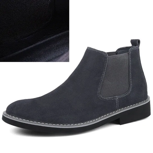 Men Chelsea Boots Slip On Suede High Top Classic Mens Shoes Genuine Leather Chukka Ankle Boots Fashion Cowboy Male Boots 2018 2976 Leather Casual Chelsea Boots