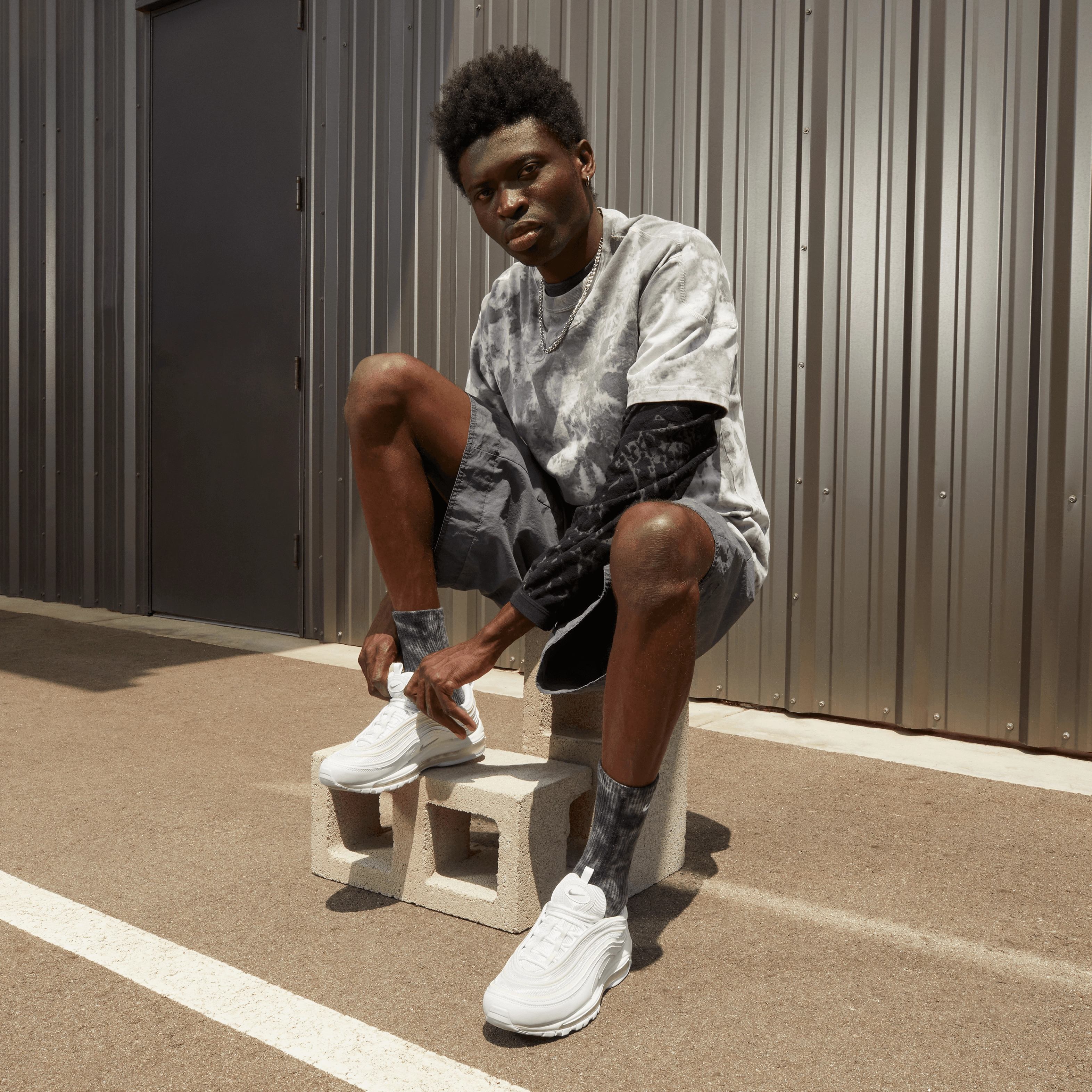 Men's Air Max 97 "Triple White" Nike Sock Tennis Shoes