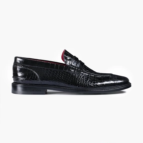 Men's Black Croc-print Penny Loafer Parisian Shoes Loafers