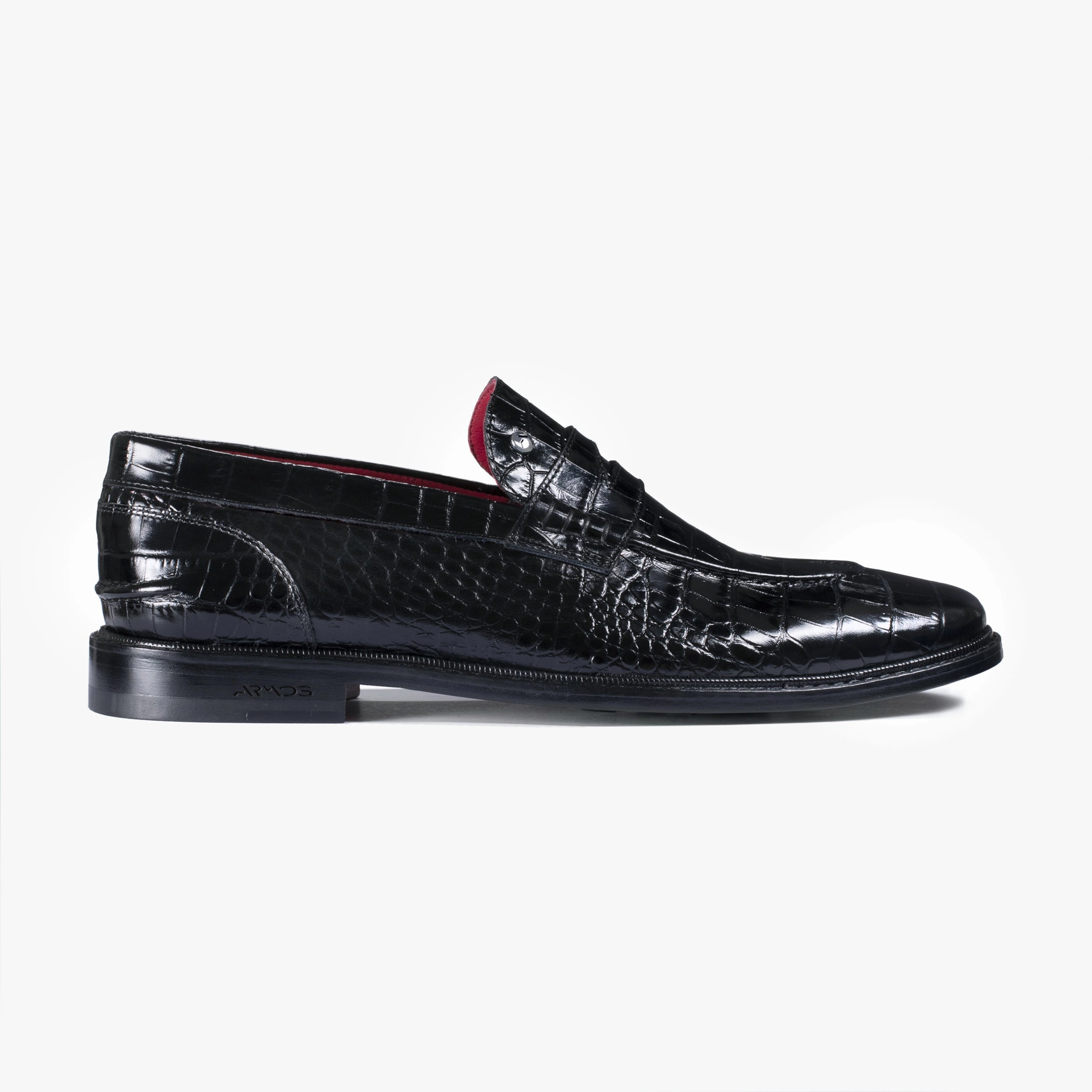 Platform Sneaker Loafers Men's Black Croc-print Penny Loafer