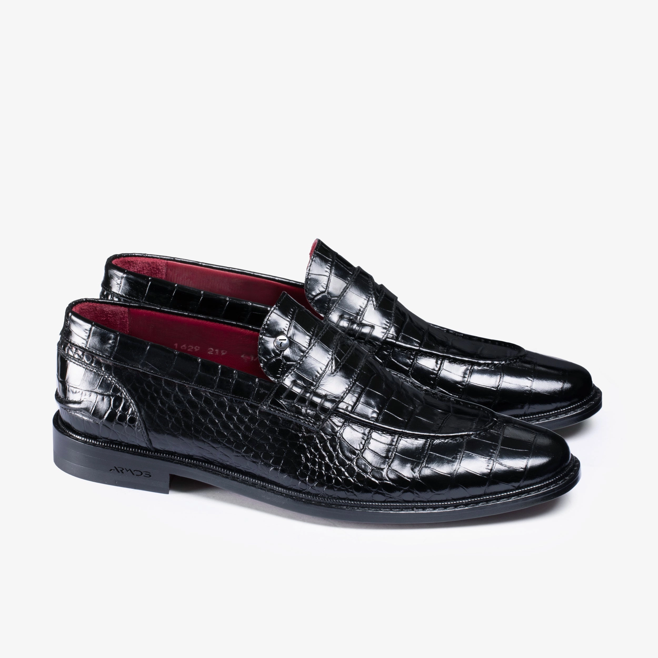 Most Comfortable Loafers Men's Black Croc-print Penny Loafer