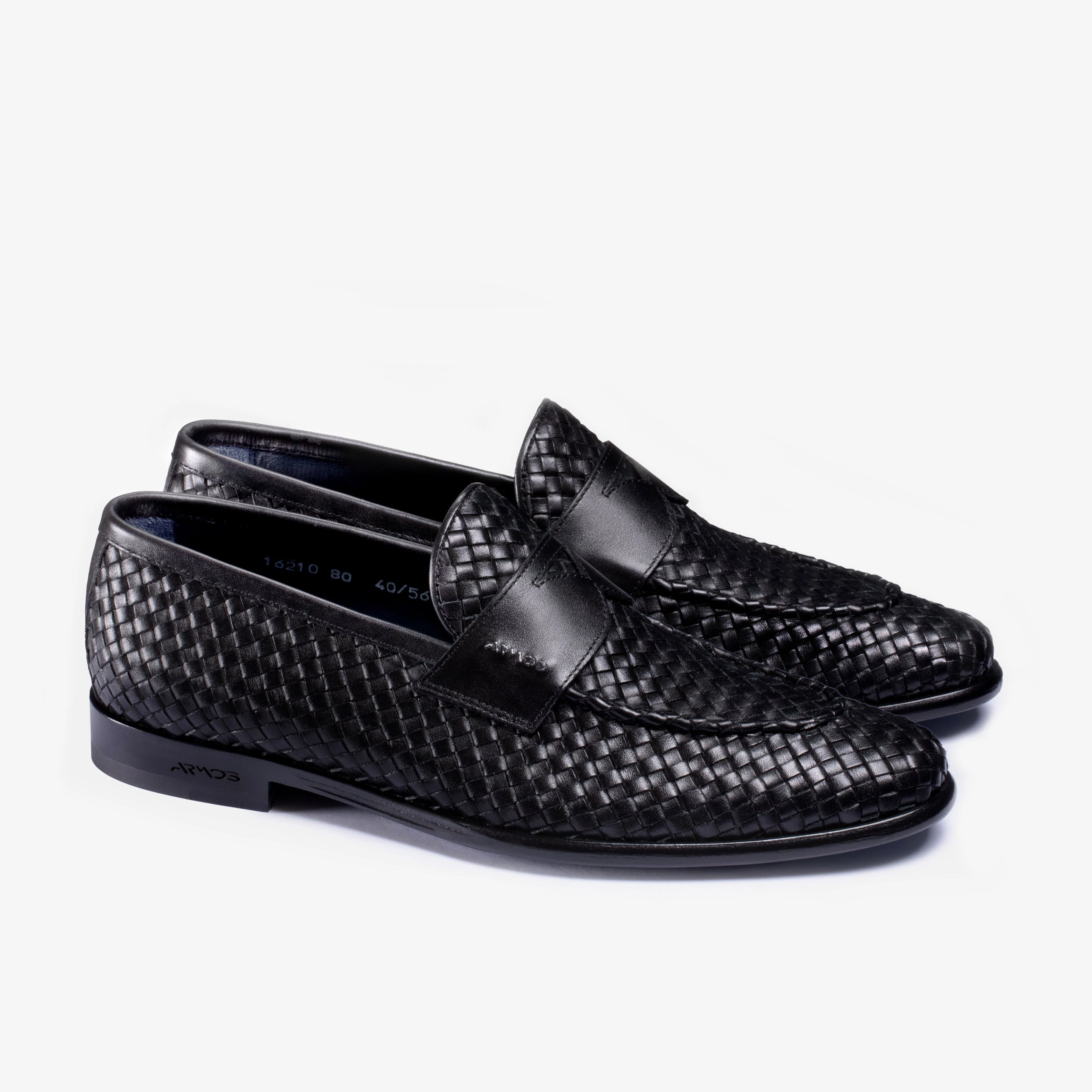 Betsey Johnson Aron Loafers Men's Black Woven Leather Penny Loafer