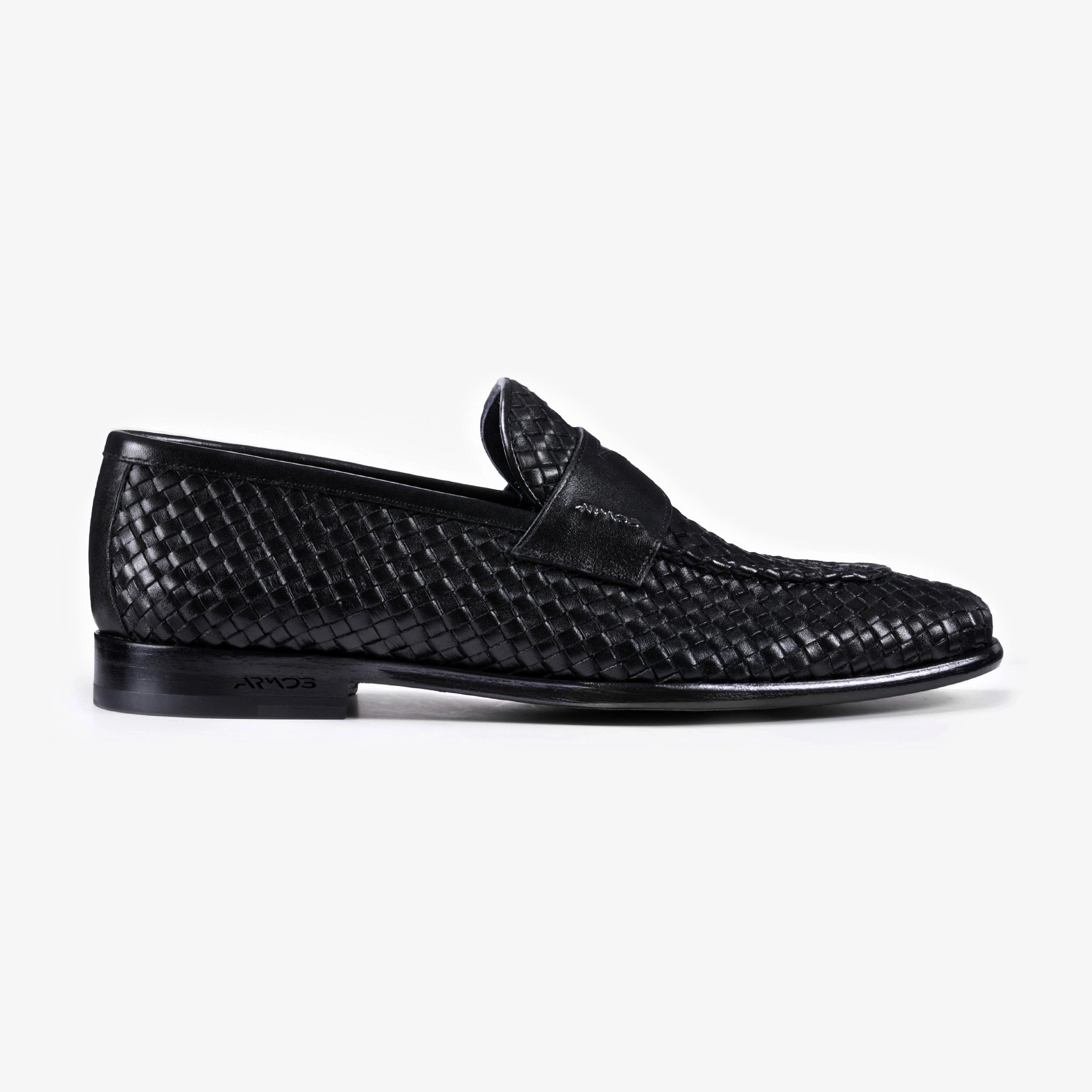 Penny Loafers Wikipedia Men's Black Woven Leather Penny Loafer