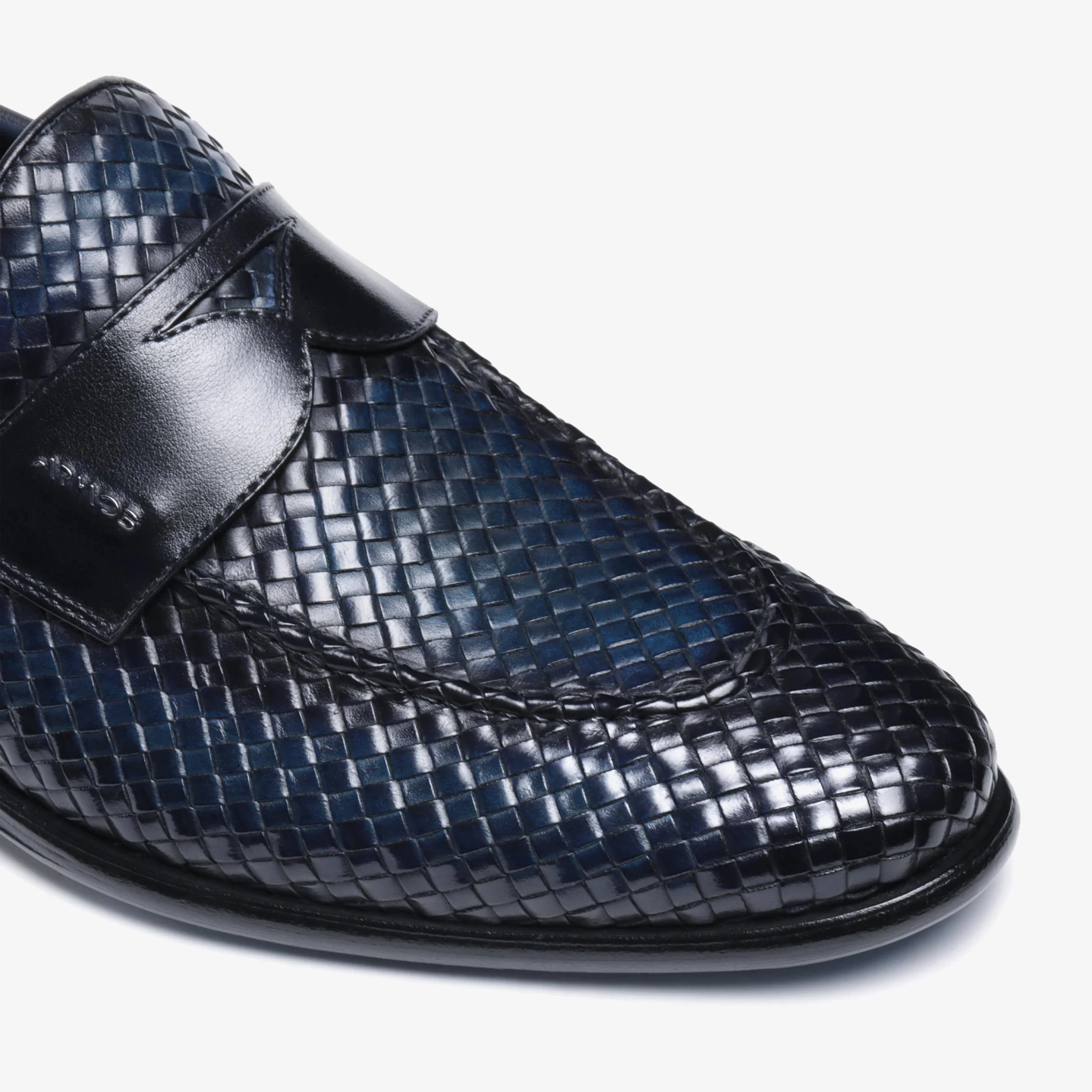 Men's Blue Woven Leather Penny Loafer Comfiest Loafers
