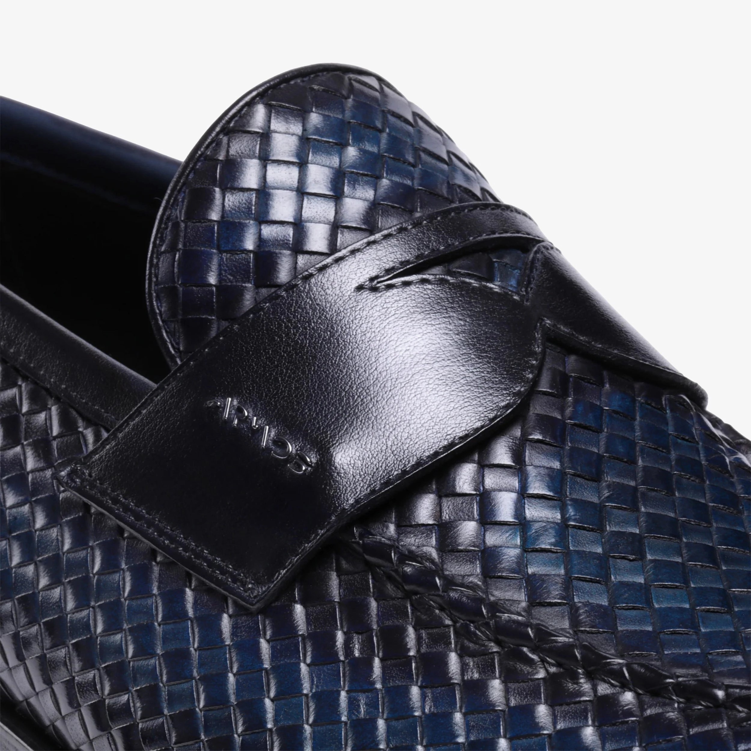 Men's Blue Woven Leather Penny Loafer Loafers Gucci Sale