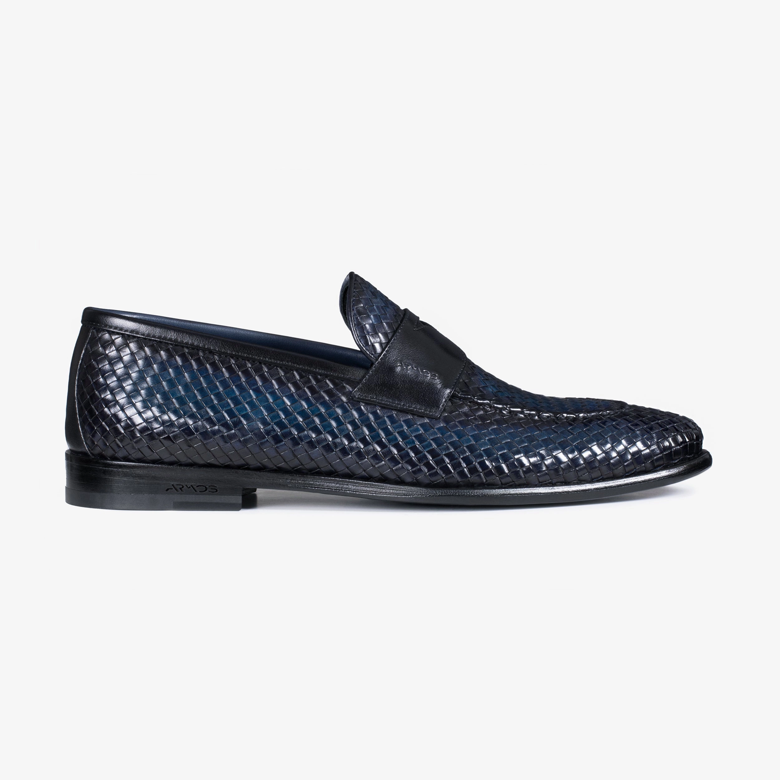 Images Of Penny Loafers Men's Blue Woven Leather Penny Loafer