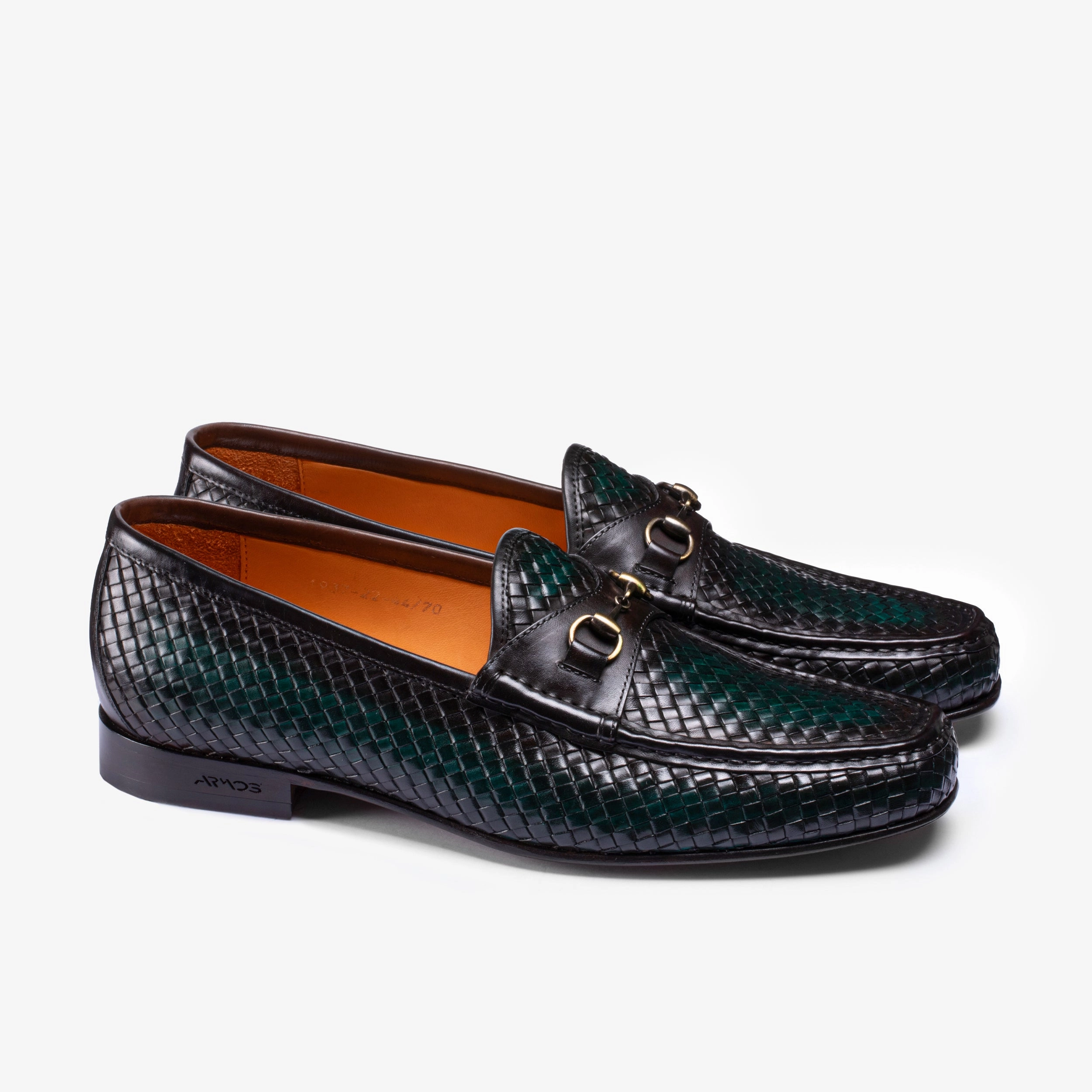 Shop Platform Loafers On Sale Men's Brown & Green Woven Moccasin