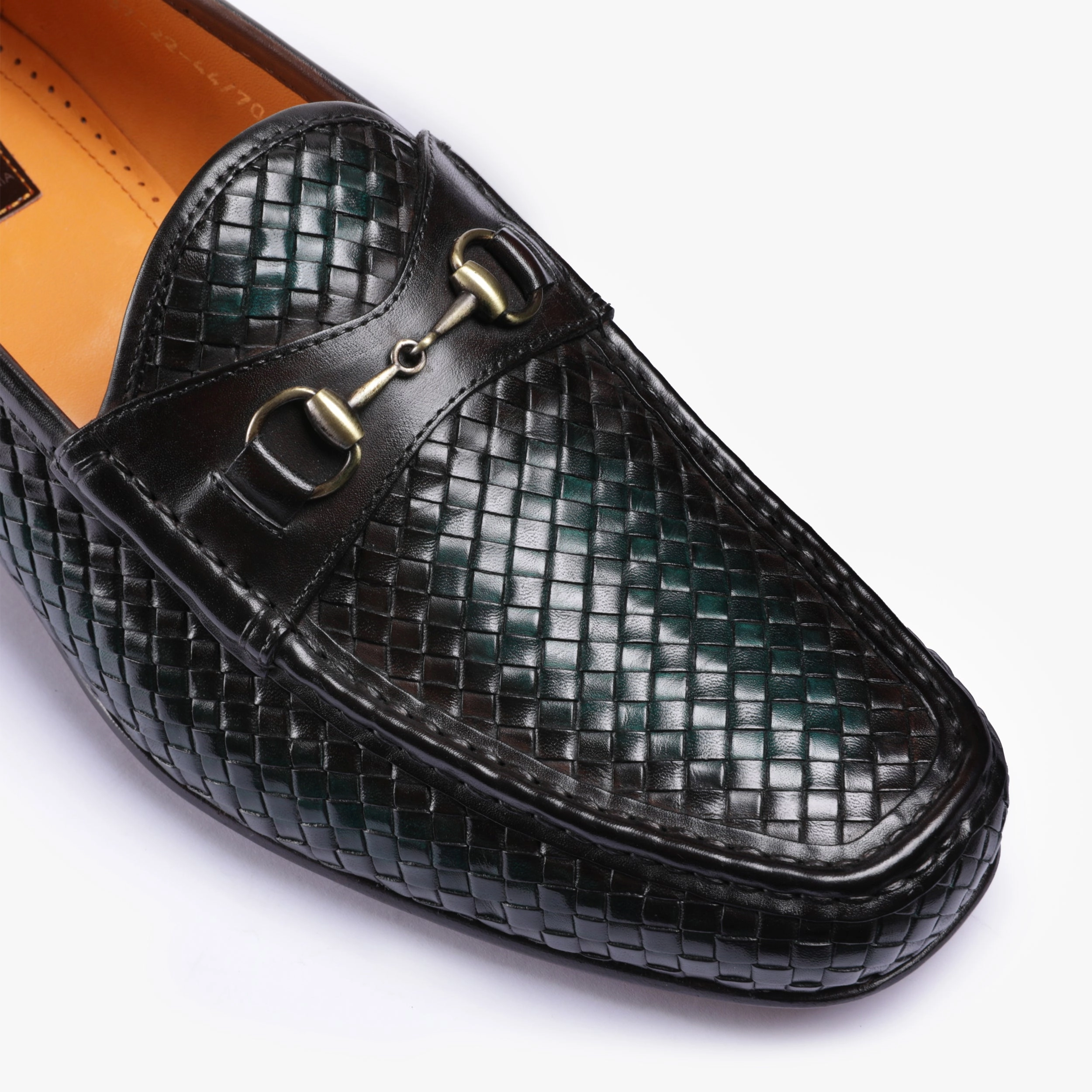 Men's Brown & Green Woven Moccasin Channel Loafers