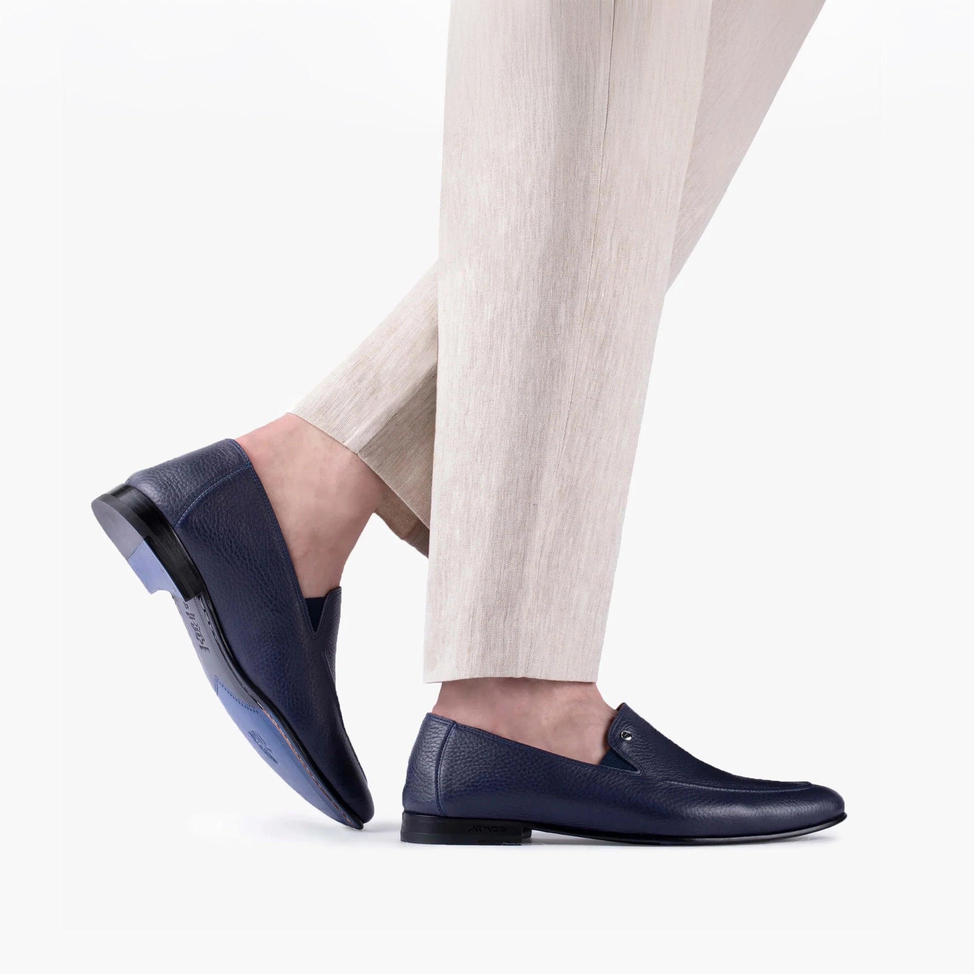 Loafers Tassel Men's Navy Blue Leather Loafer