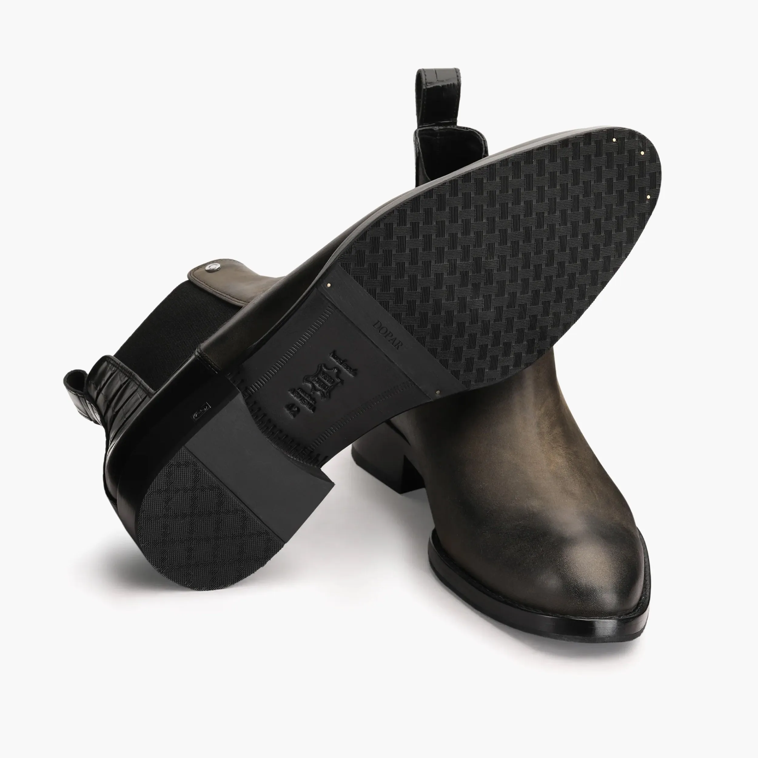 Men's Black & Green Leather Chelsea Boot Waterproof Chelsea Boots