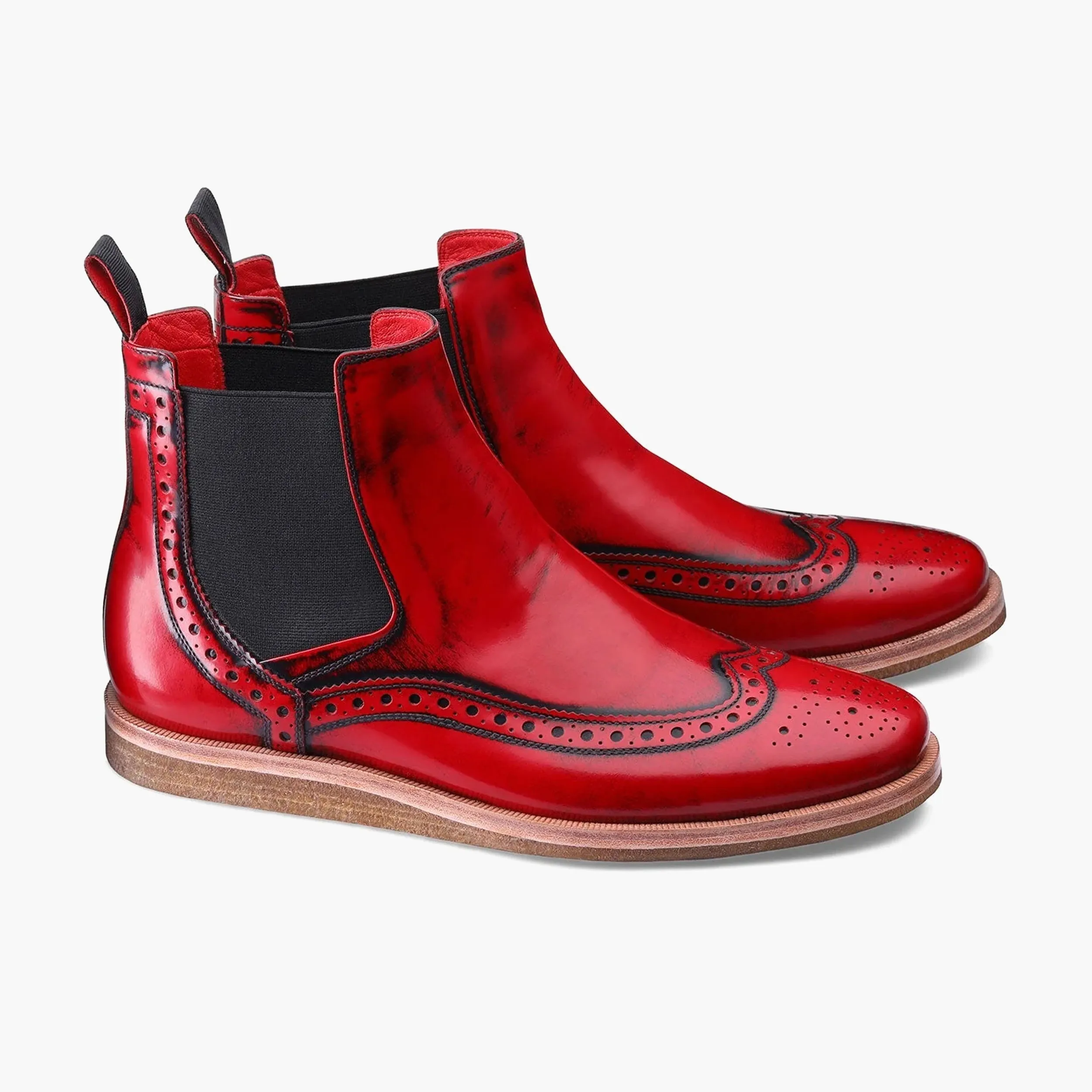 Men's Red Patent Ankle Chelsea Boot Staud Wally Chelsea Boots