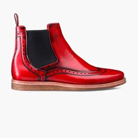 Men's Red Patent Ankle Chelsea Boot Burgundy Chelsea Boots