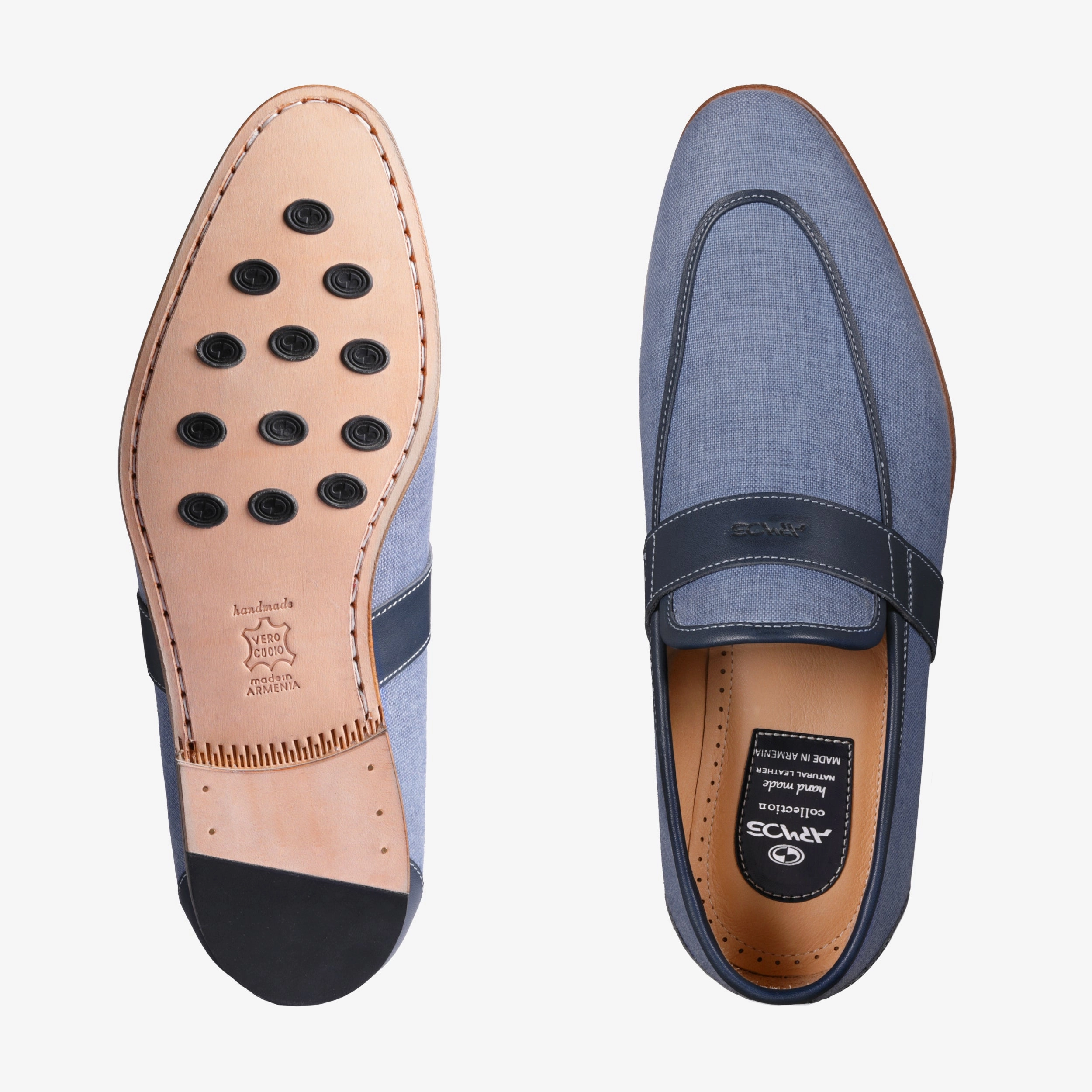 Mens Blue Denim Slip-on Loafer Moonstar Loafers