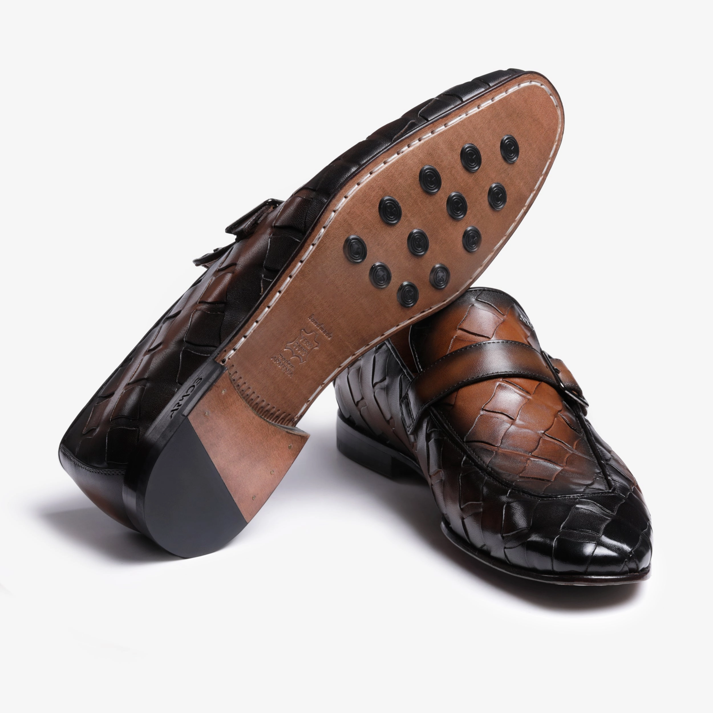 Adrian Year Of The Dragon Hair-on Tassel Loafers Mens Brown Woven Single Monk Strap