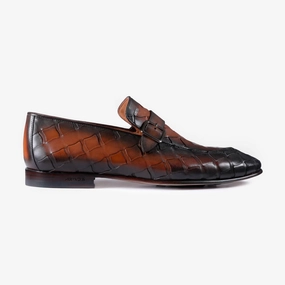Dr Marten Loafers Mens Brown Woven Single Monk Strap