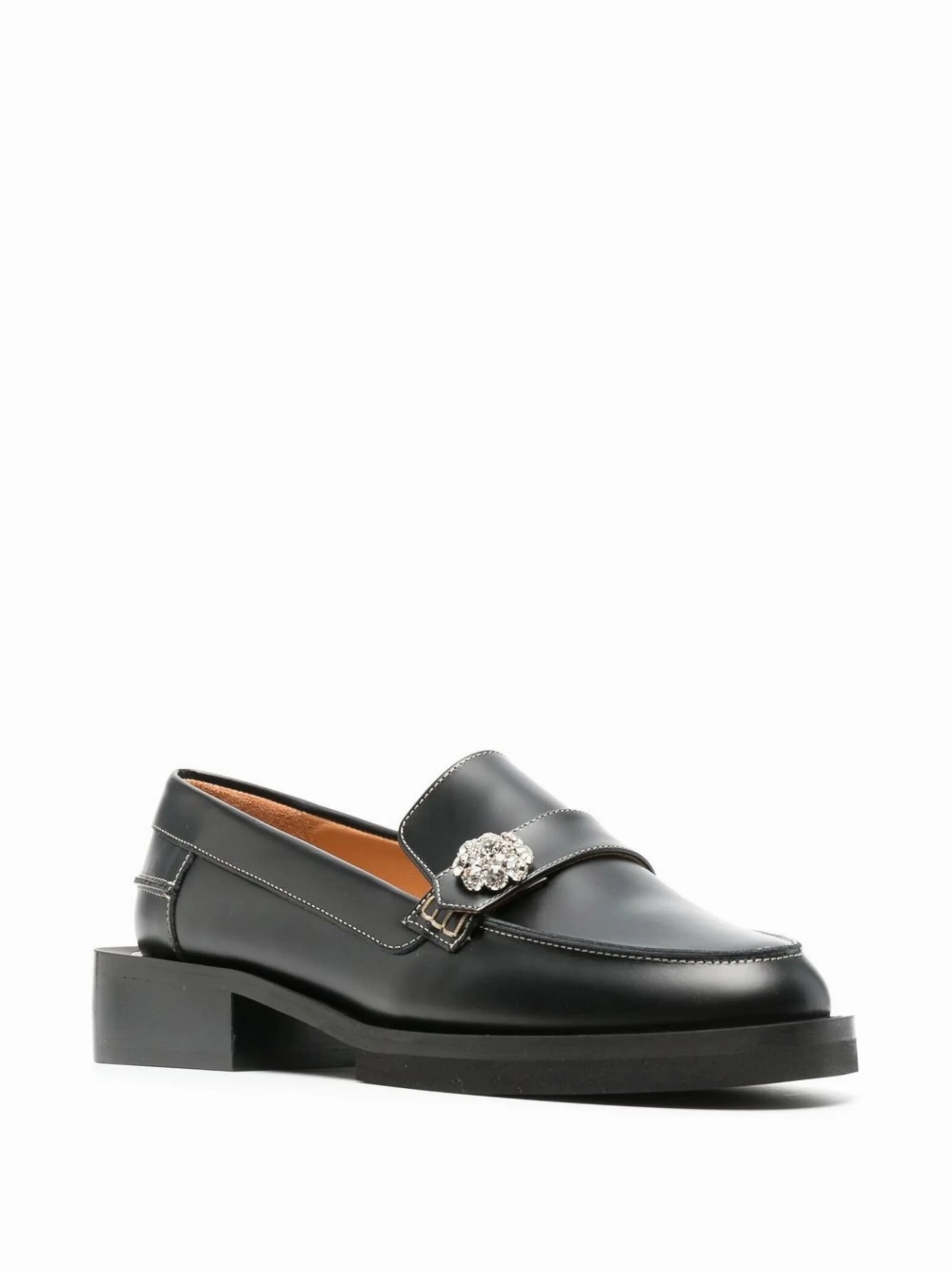 Bit Loafers crystal-button leather loafers