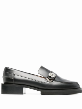 crystal-button leather loafers Loafers And Joggers