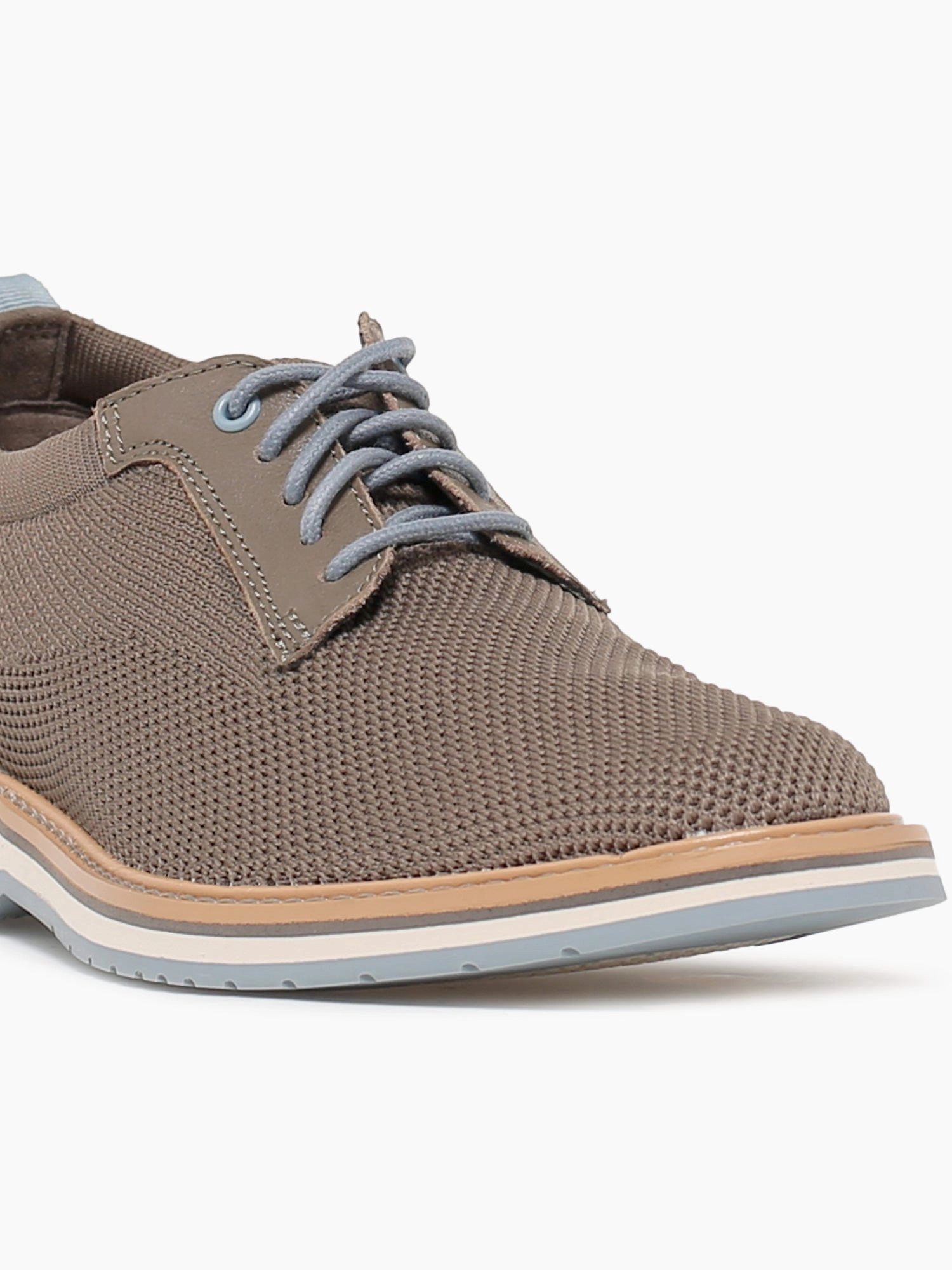 Monahan Grey Knit 1461 Crazy Horse Leather Oxford Shoes