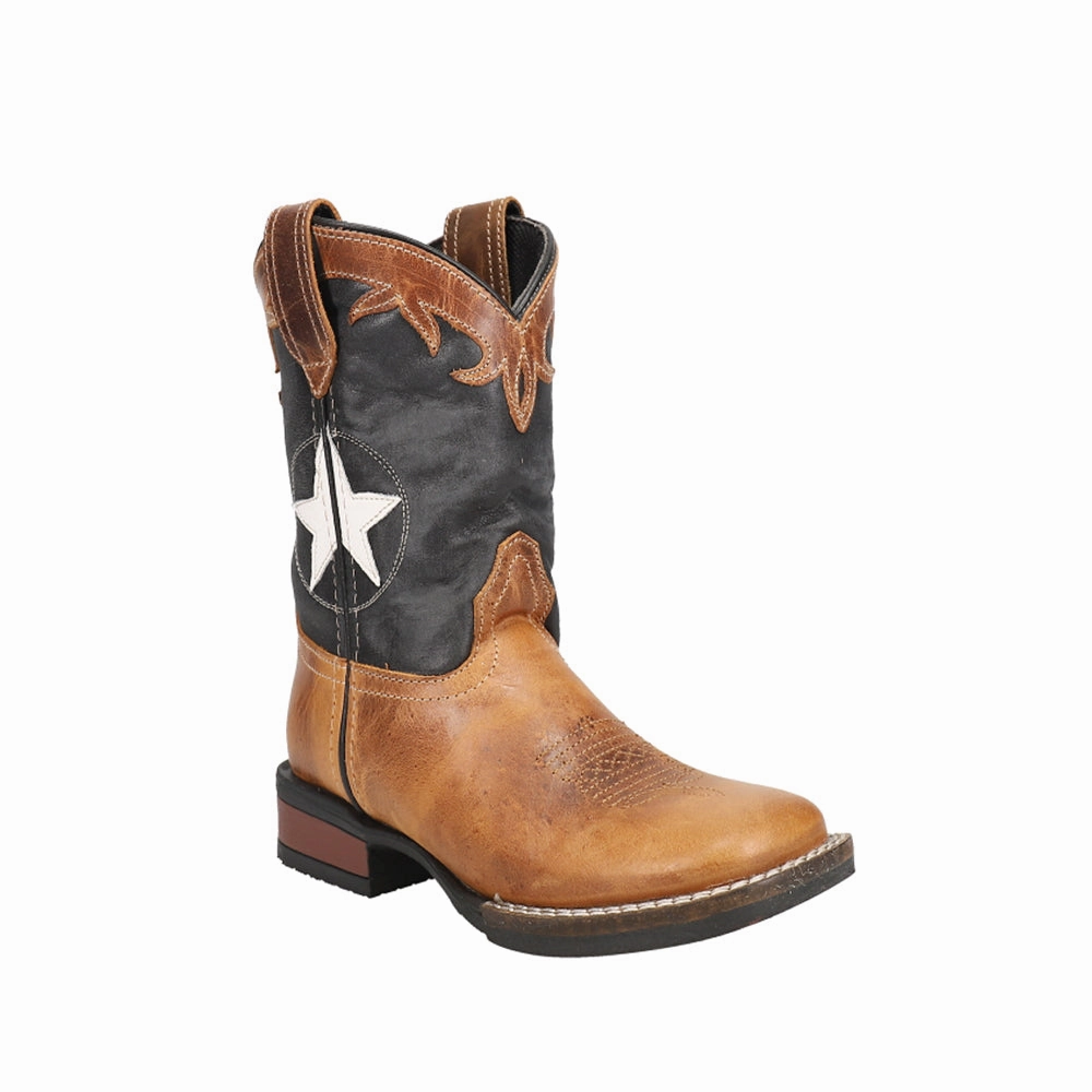 Monterey Star Square Toe Cowboy Boots (Little Kid-Big Kid) Boots Bow Back
