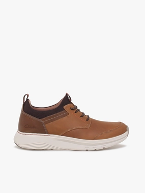 Motion Trek Ez Dark Tan Leather Platform Wingtip Oxfords