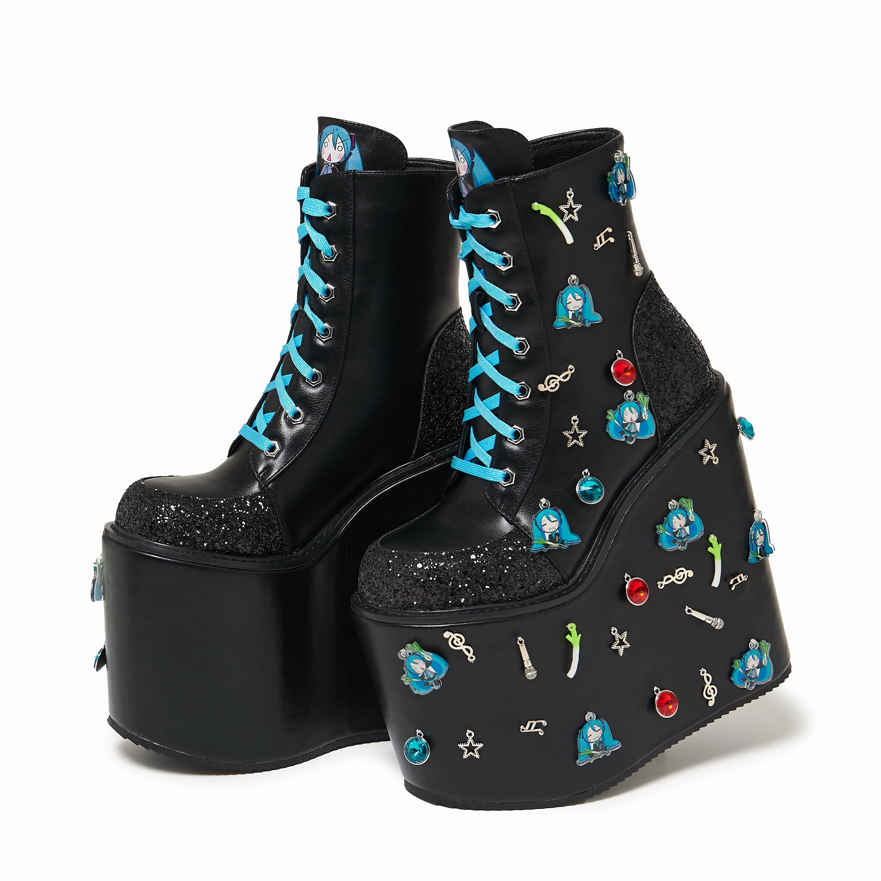 Girotti Ankle Boots Musical Leek Miku Mega Platform Charm Boots
